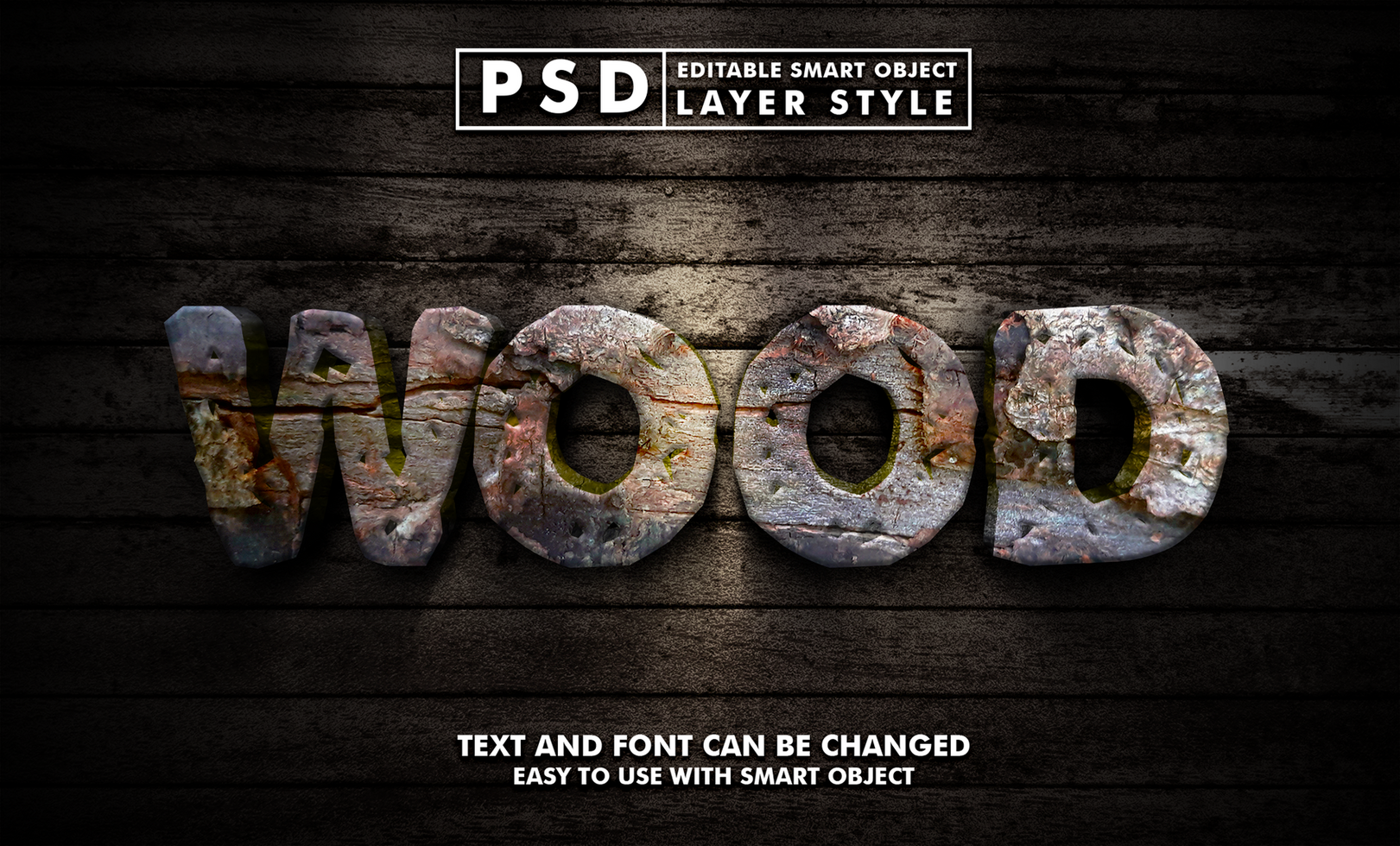 madera editable texto efecto psd