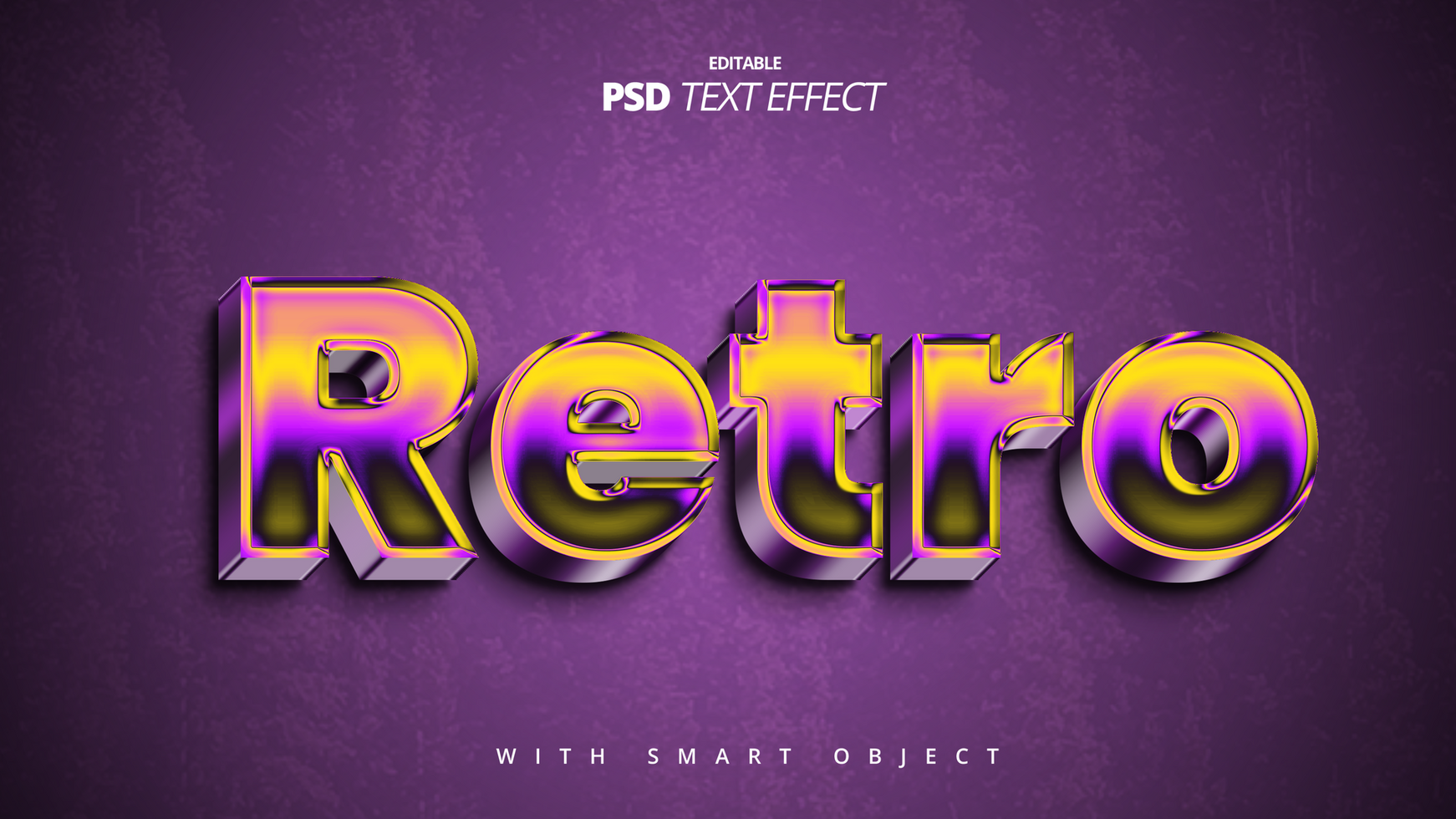 Retro vintage shiny vibrant 3d text effect design psd