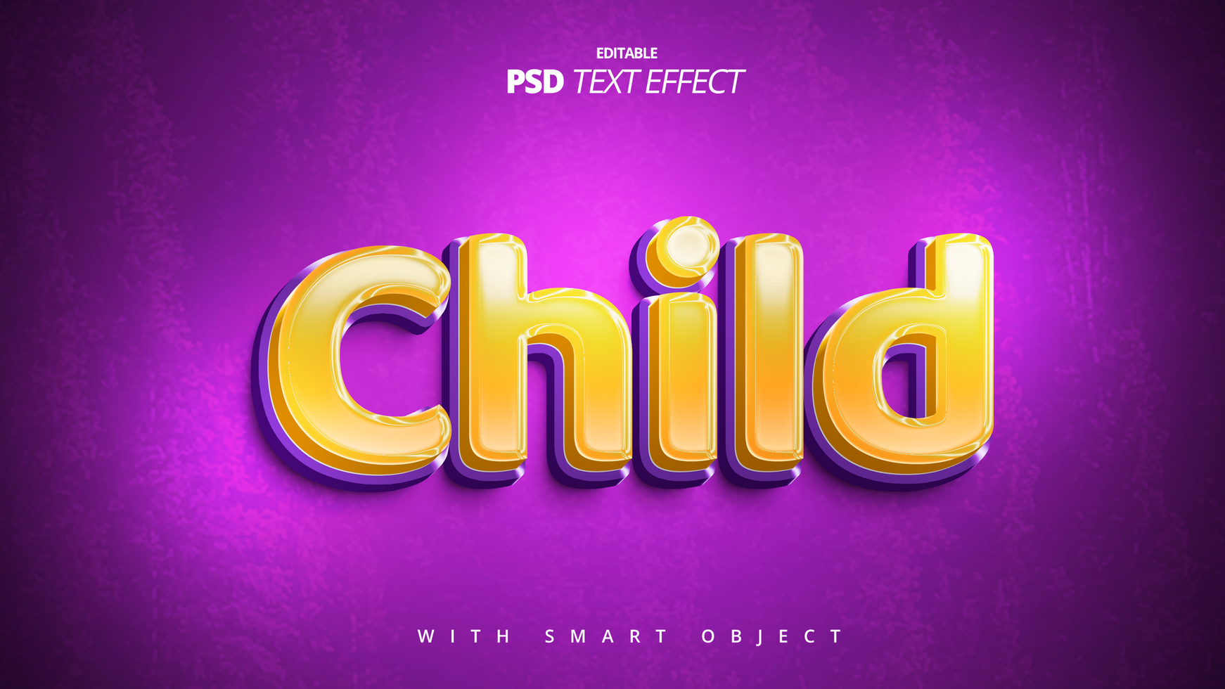 3d enfant brillant Jaune or texte effet psd