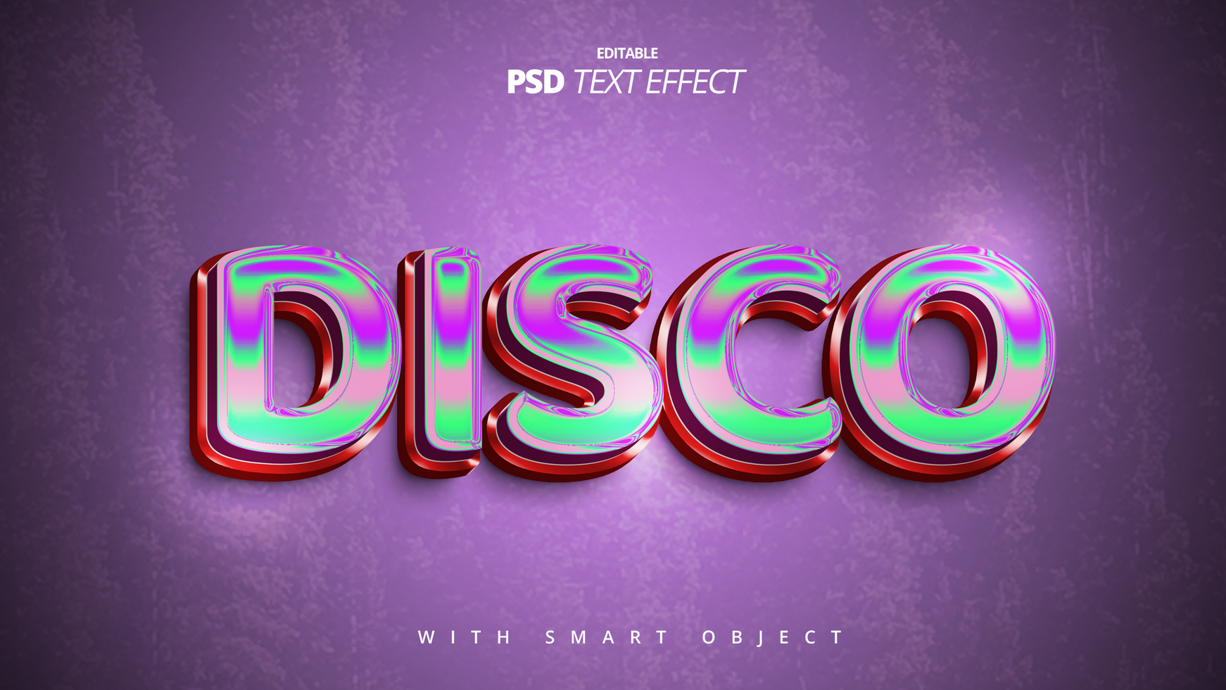 Disco liquid colorful 3d text effect design psd