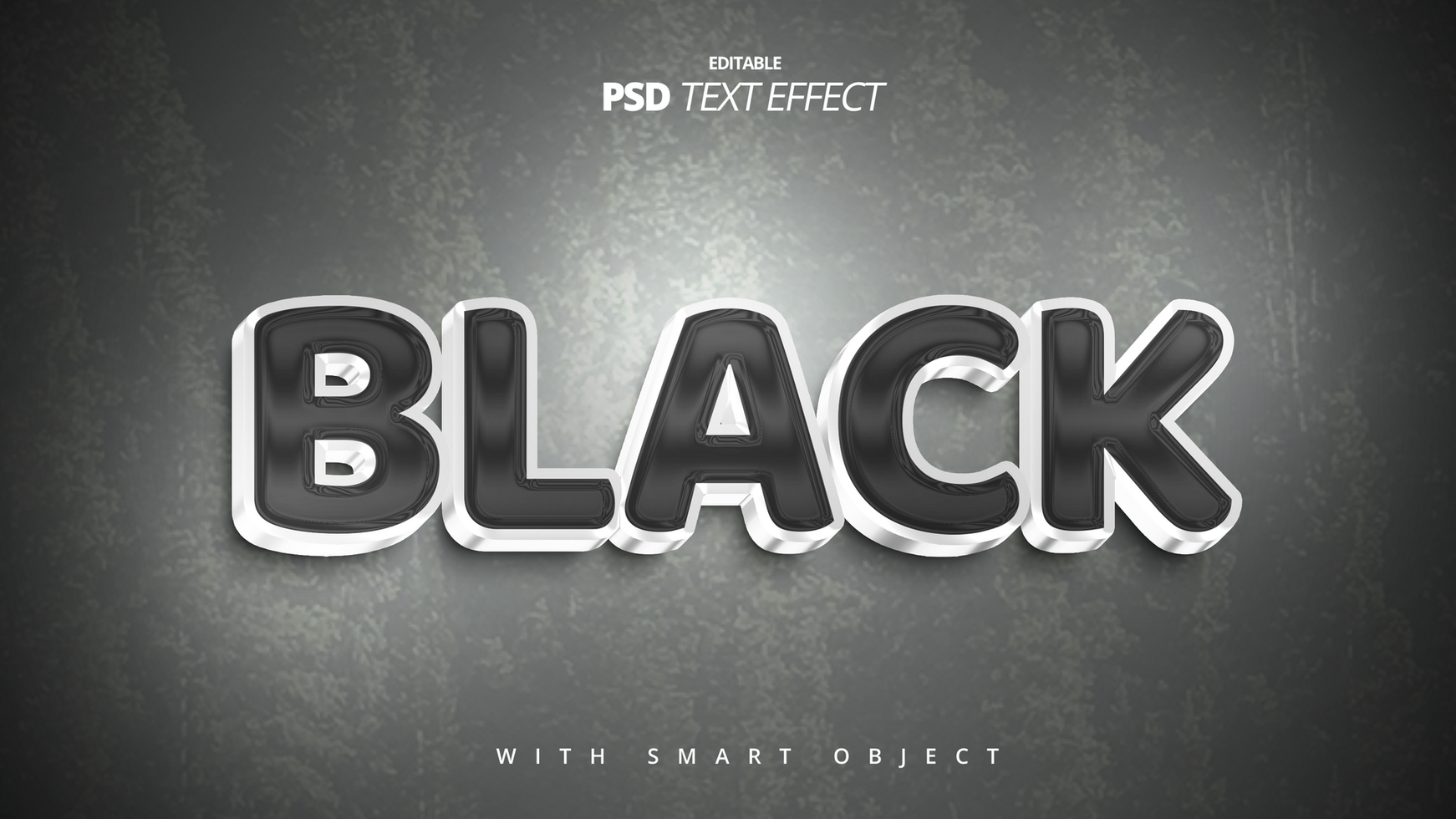 Black white gradient metal 3d text effect design psd