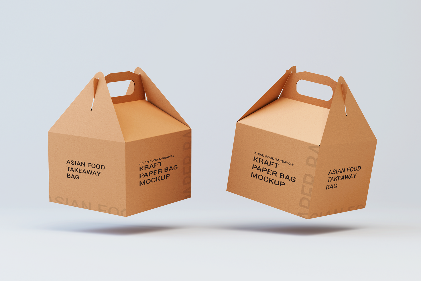 Two floating kraft paper bag mockup for Fastfood Take Away psd