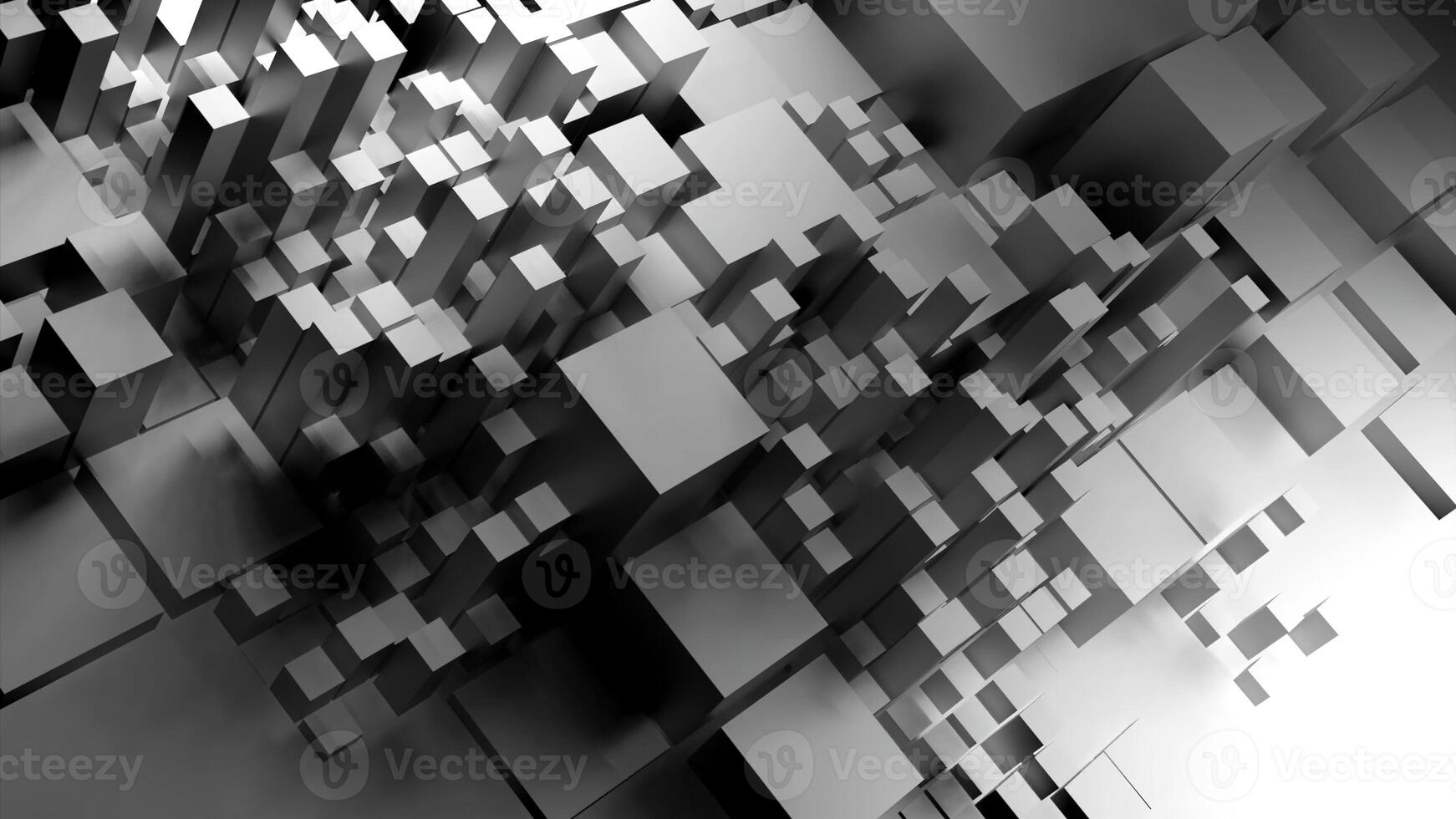 White and blue broken background. Design.Three D squares growing in different sizes in abstraction. photo