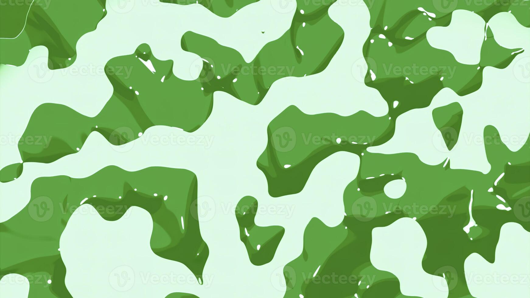 Green background. Design. Bright dense blots in the animation that spread in different directions. photo