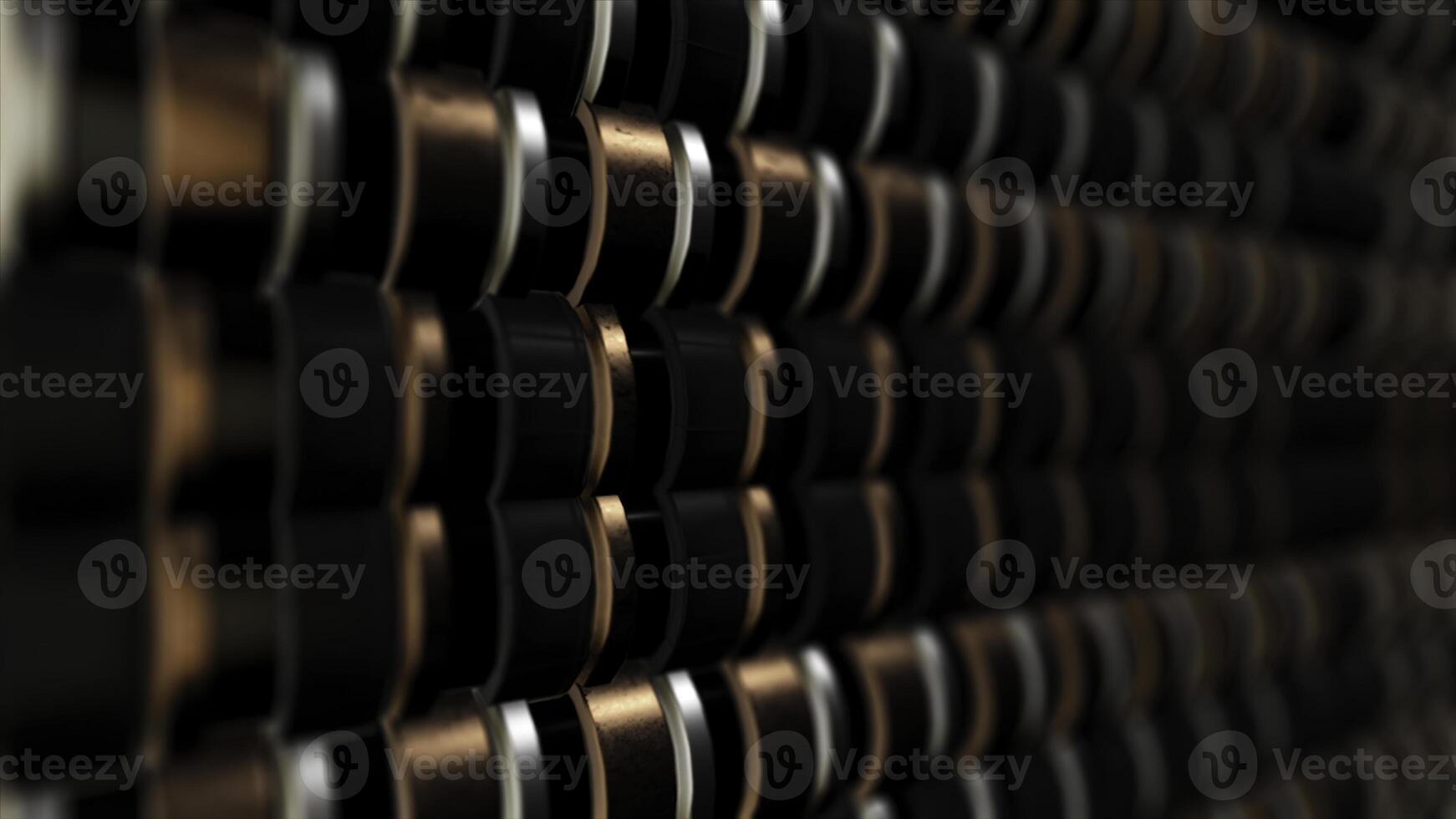 Abstract bronze chain background. Close-up of bronze, metal and black parts making up solid background photo