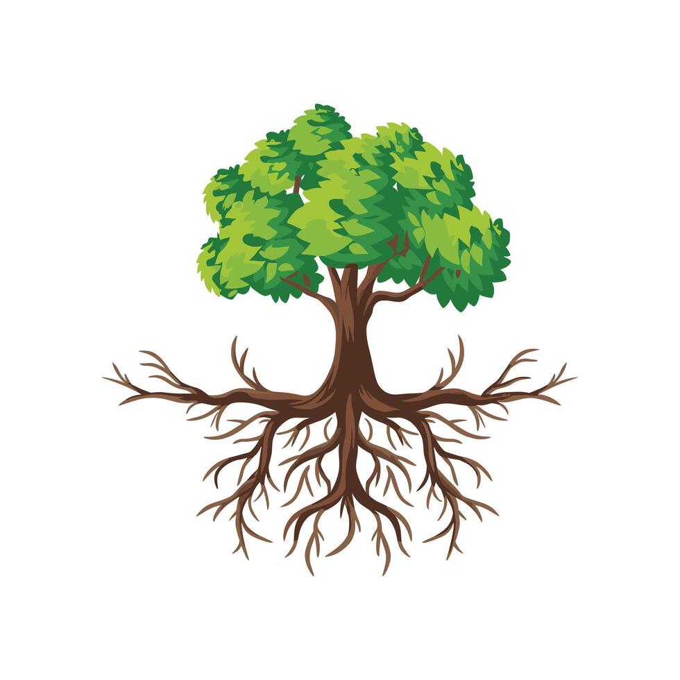 árbol con raíces vector ilustración