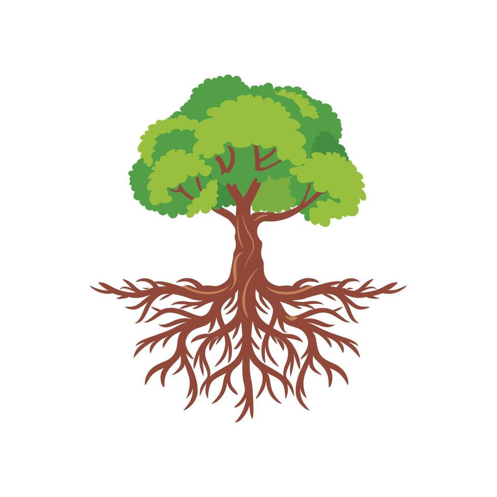 árbol con raíces vector ilustración