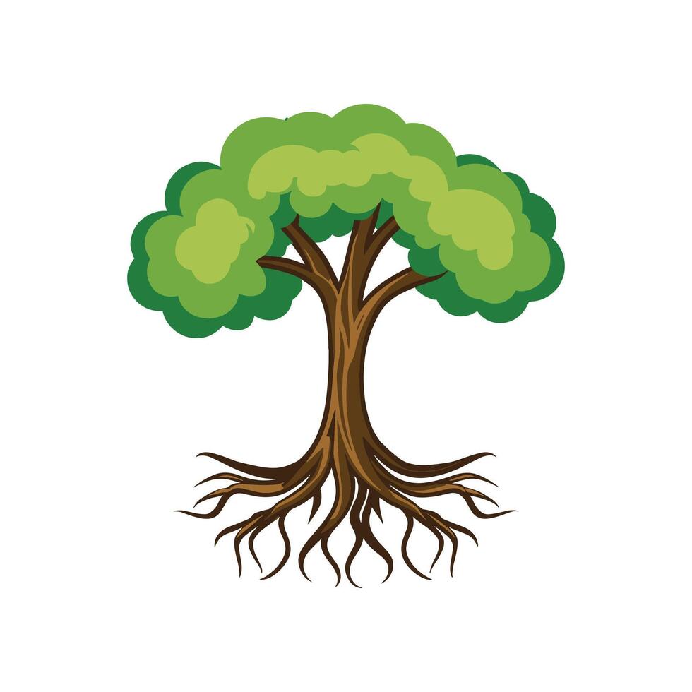 árbol con raíces vector ilustración