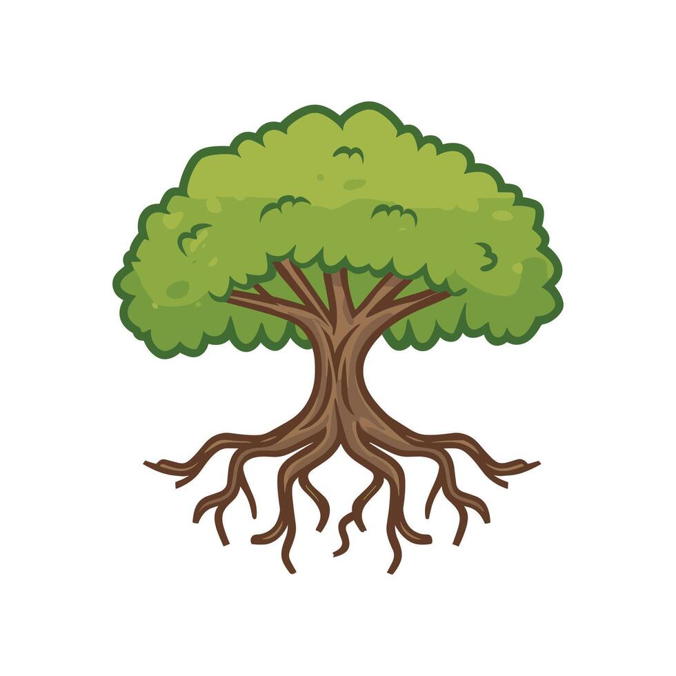 árbol con raíces vector ilustración