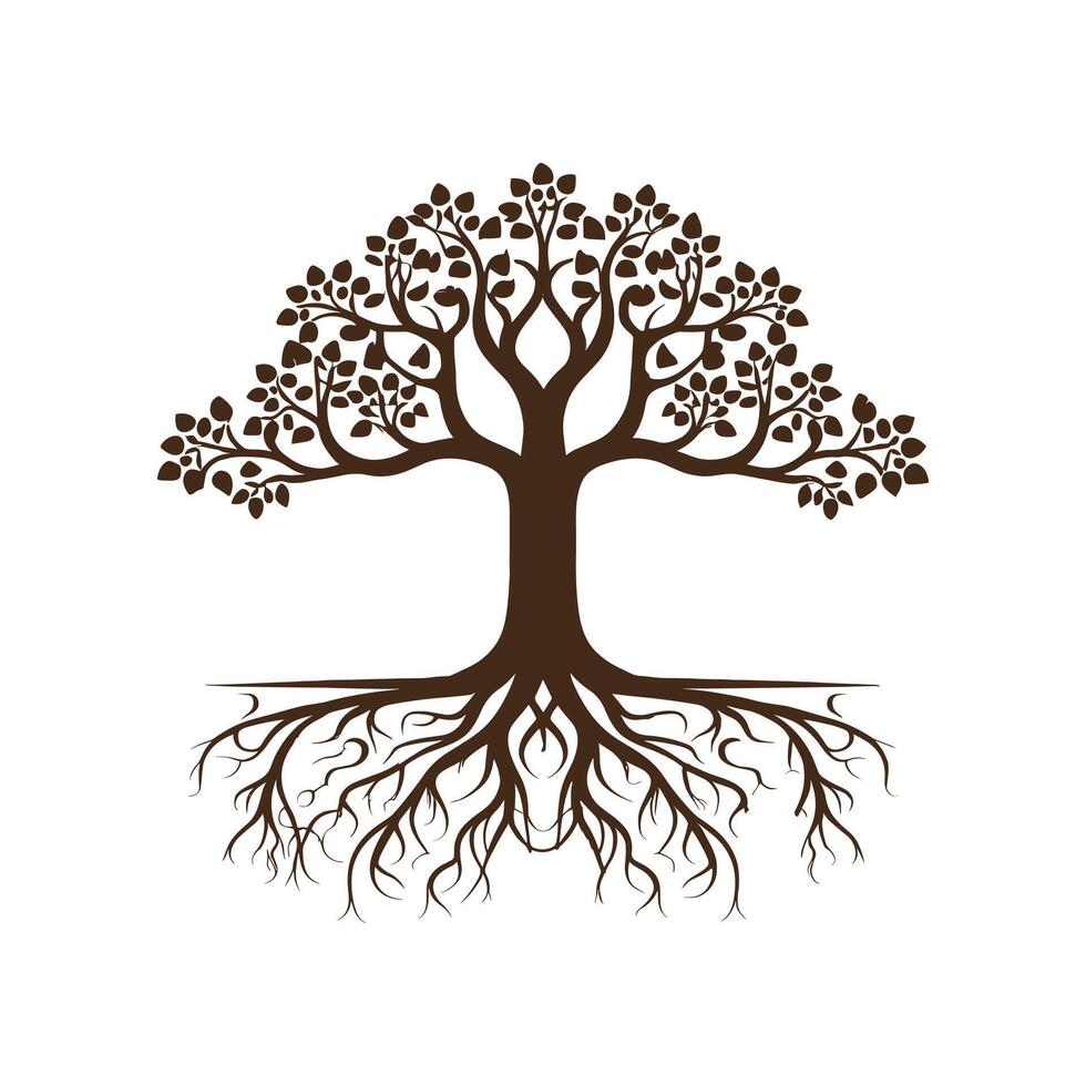 árbol con raíces vector ilustración