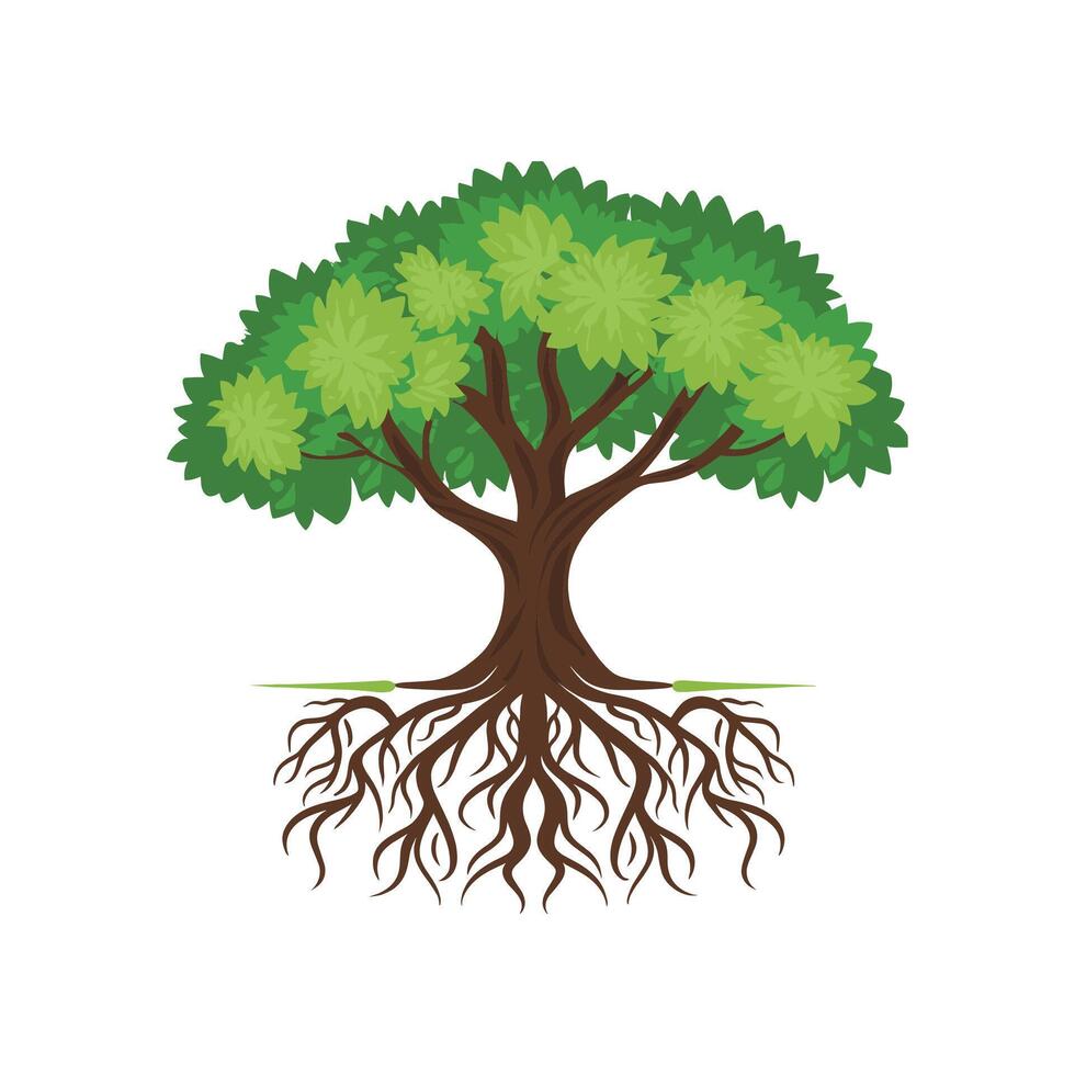 Tree with roots vector illustration 37126436 Vector Art at Vecteezy
