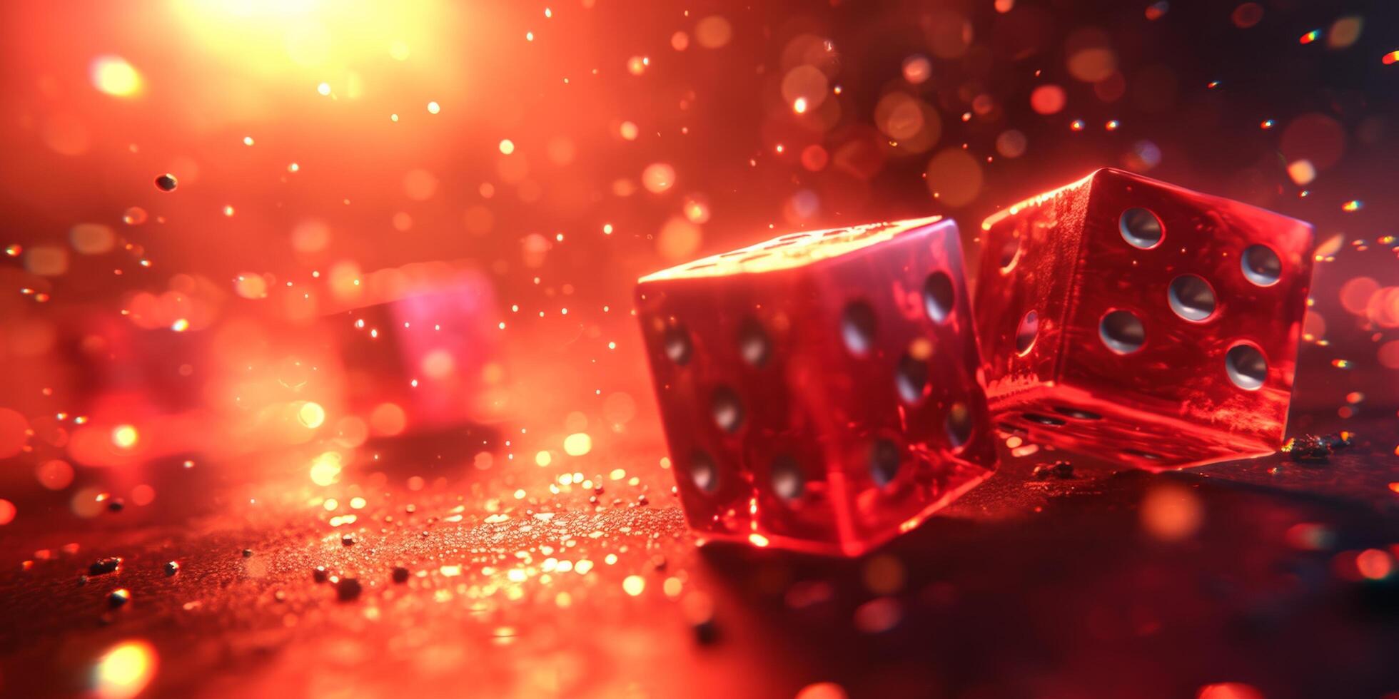 AI generated three red dice in red background photo