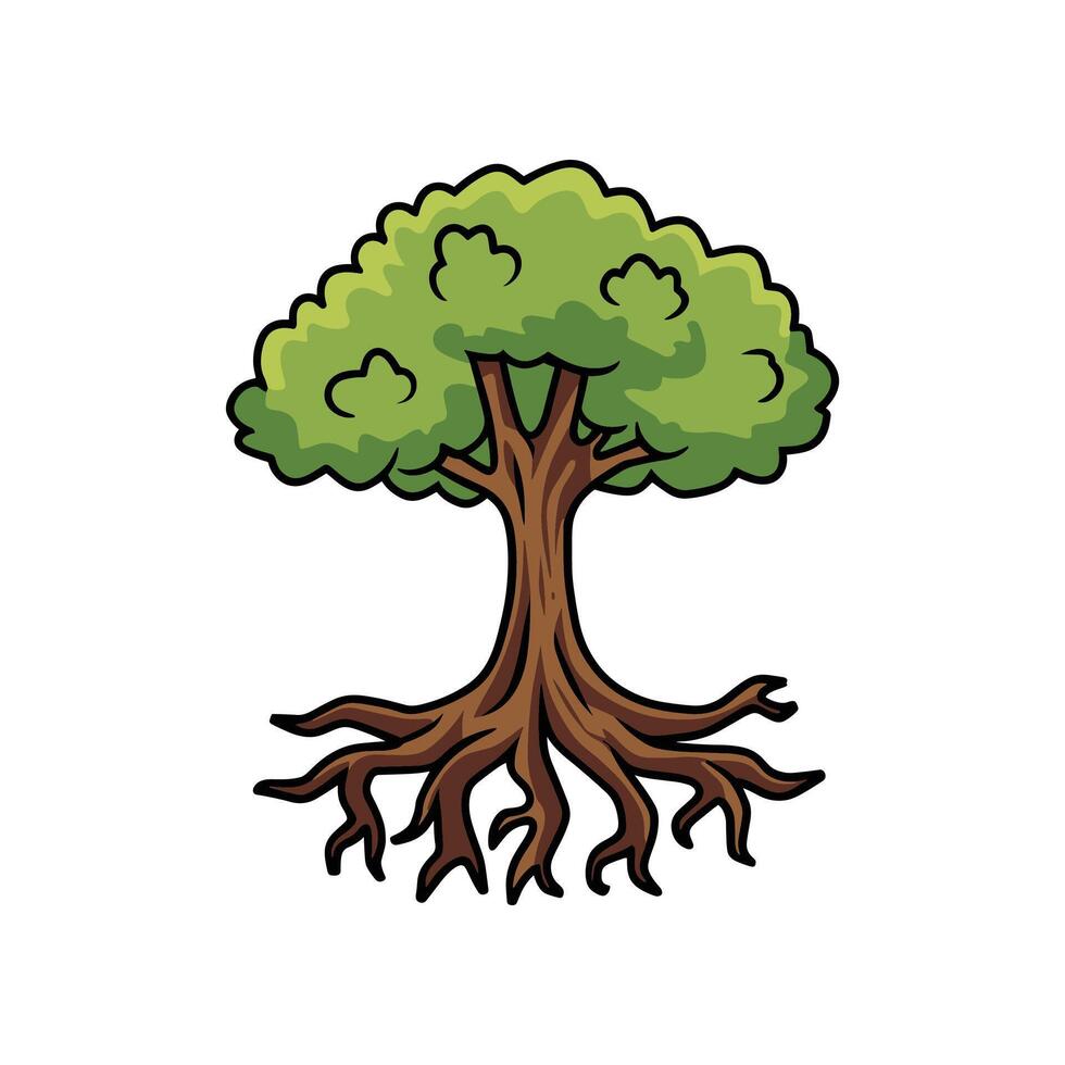 árbol con raíces vector ilustración