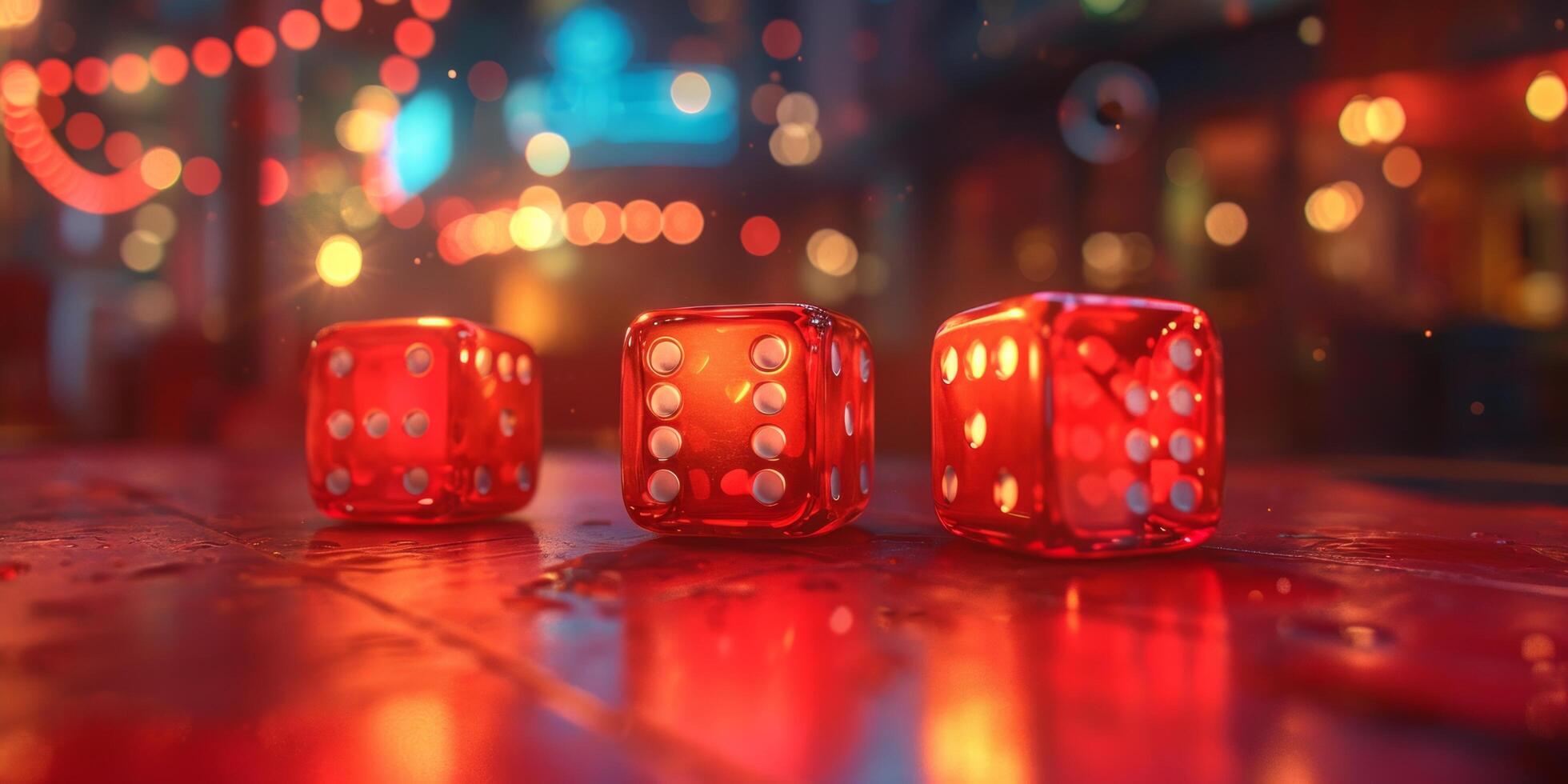 AI generated three red dice in red background photo