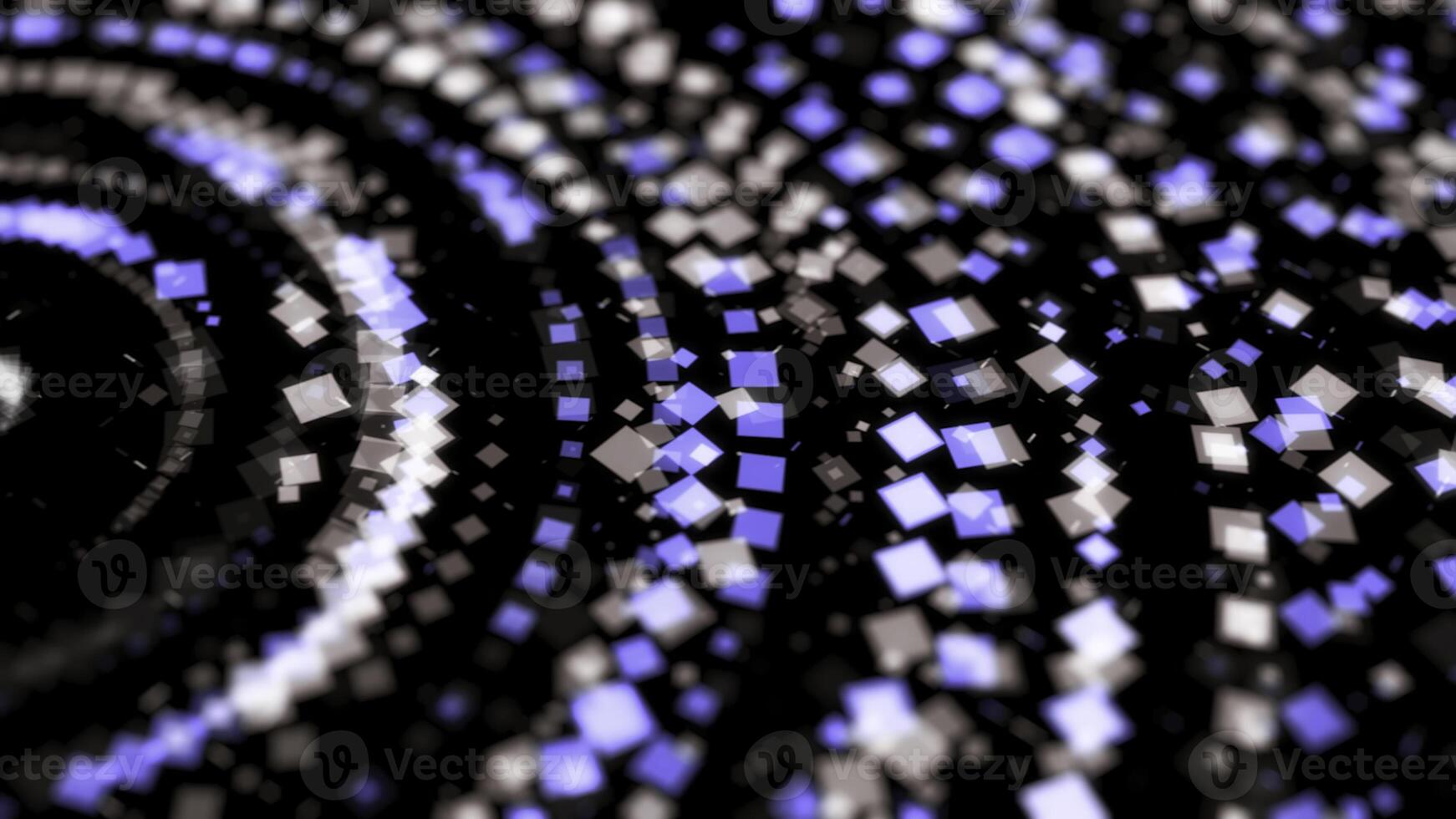 Abstract cyber animation with spiral of squares. Animation. Beautiful abstract digital squares arranged in spiral and glowing on black background photo