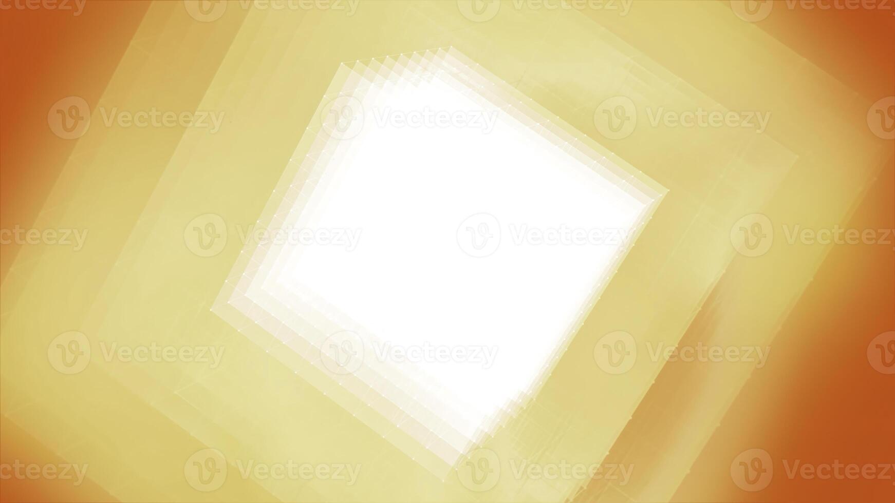 Unique kaleidoscopic glowing pattern with golden squared shapes. Motion. Bright light creating effect of squared tunnel. photo
