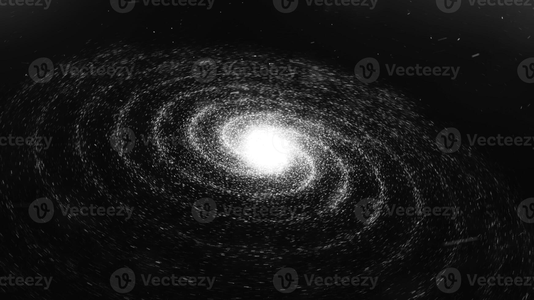 Abstract animation of spiral galaxy rotation in space with billion of stars on the black background. Animation. Particles glowing background photo