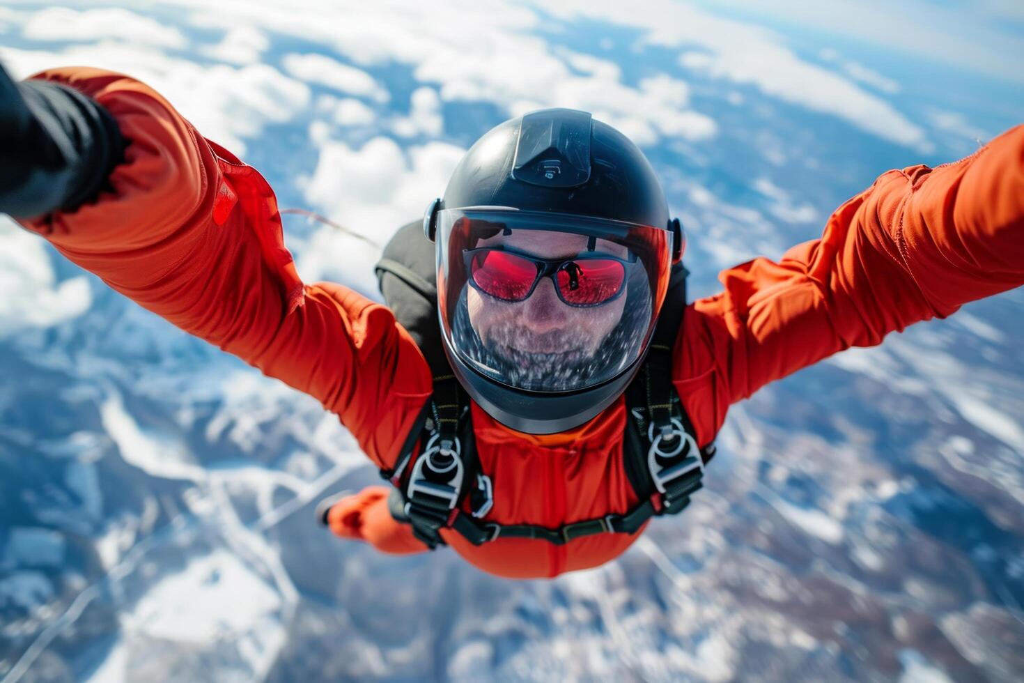 AI generated a man is skydiving through the air photo