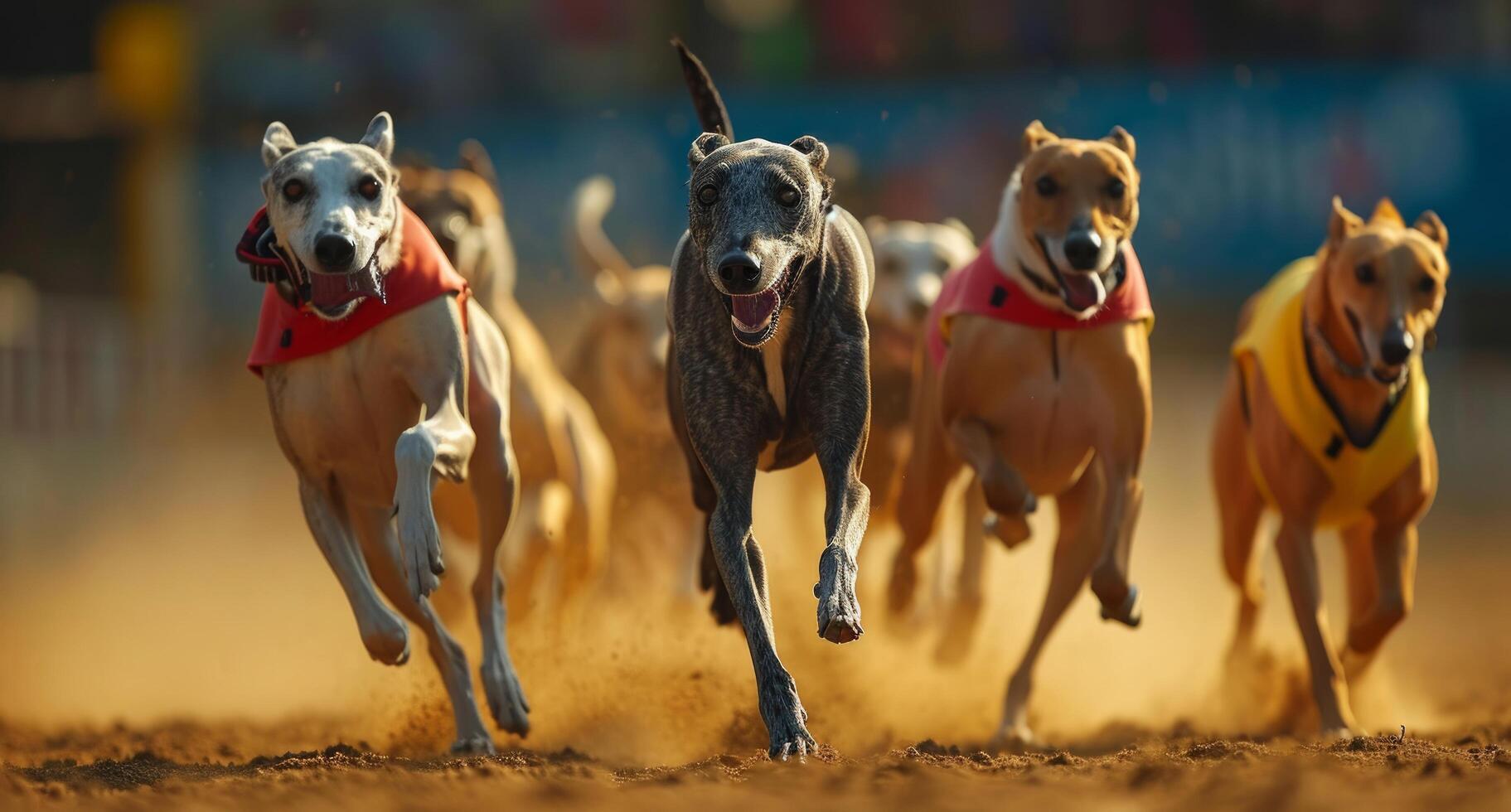 ai generado un grupo de galgos corriendo en un pista foto