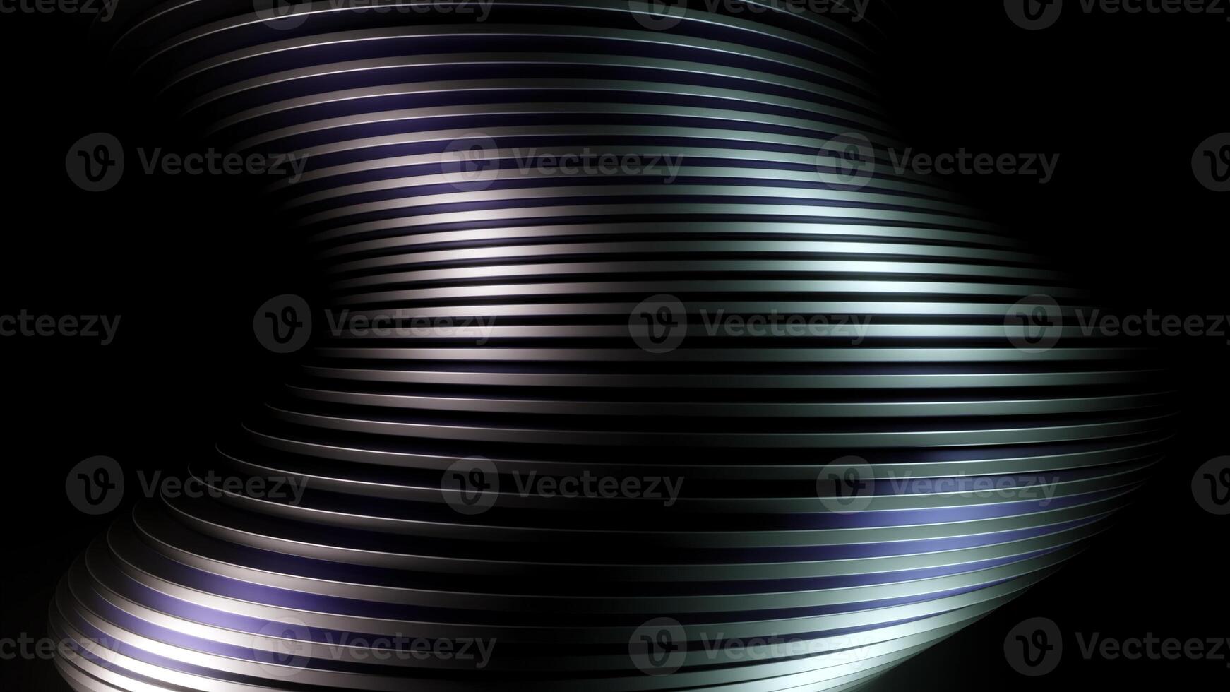 Bending abstract shape of a metal tornado on a black background. Design. Hypnotic dark 3D vertical spiral. photo