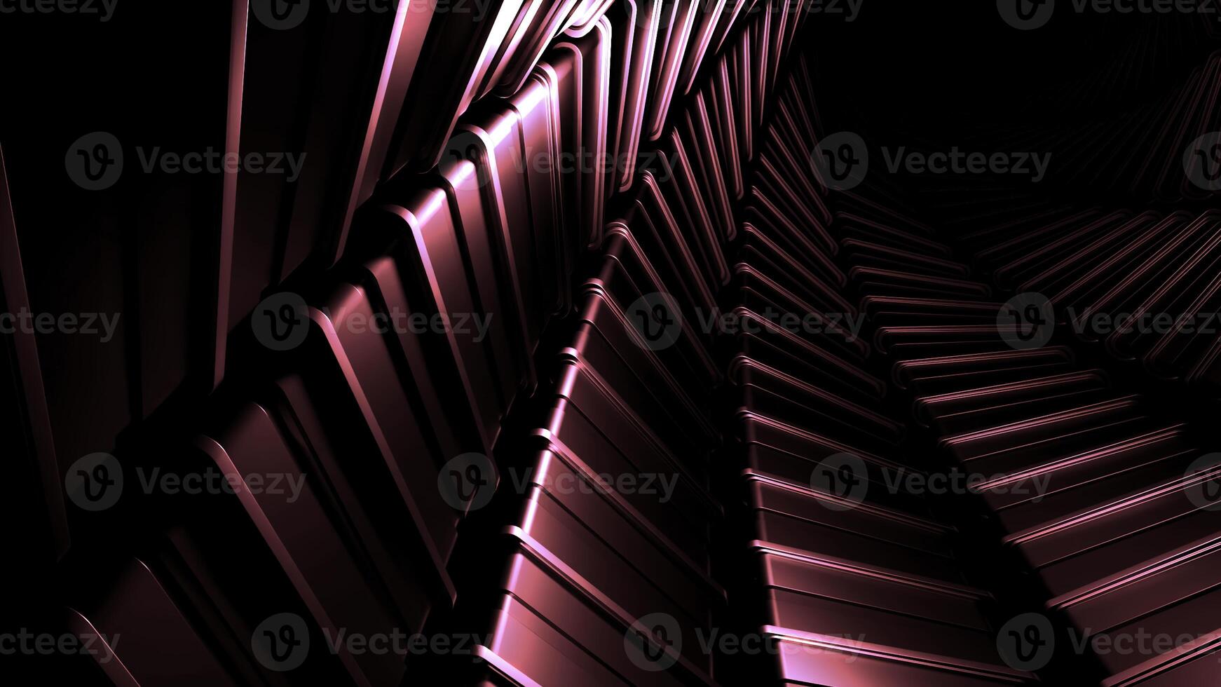 Flying in a round shaped tunnel. Motion. Tube like dark pink tunnel with light flares on its walls. photo