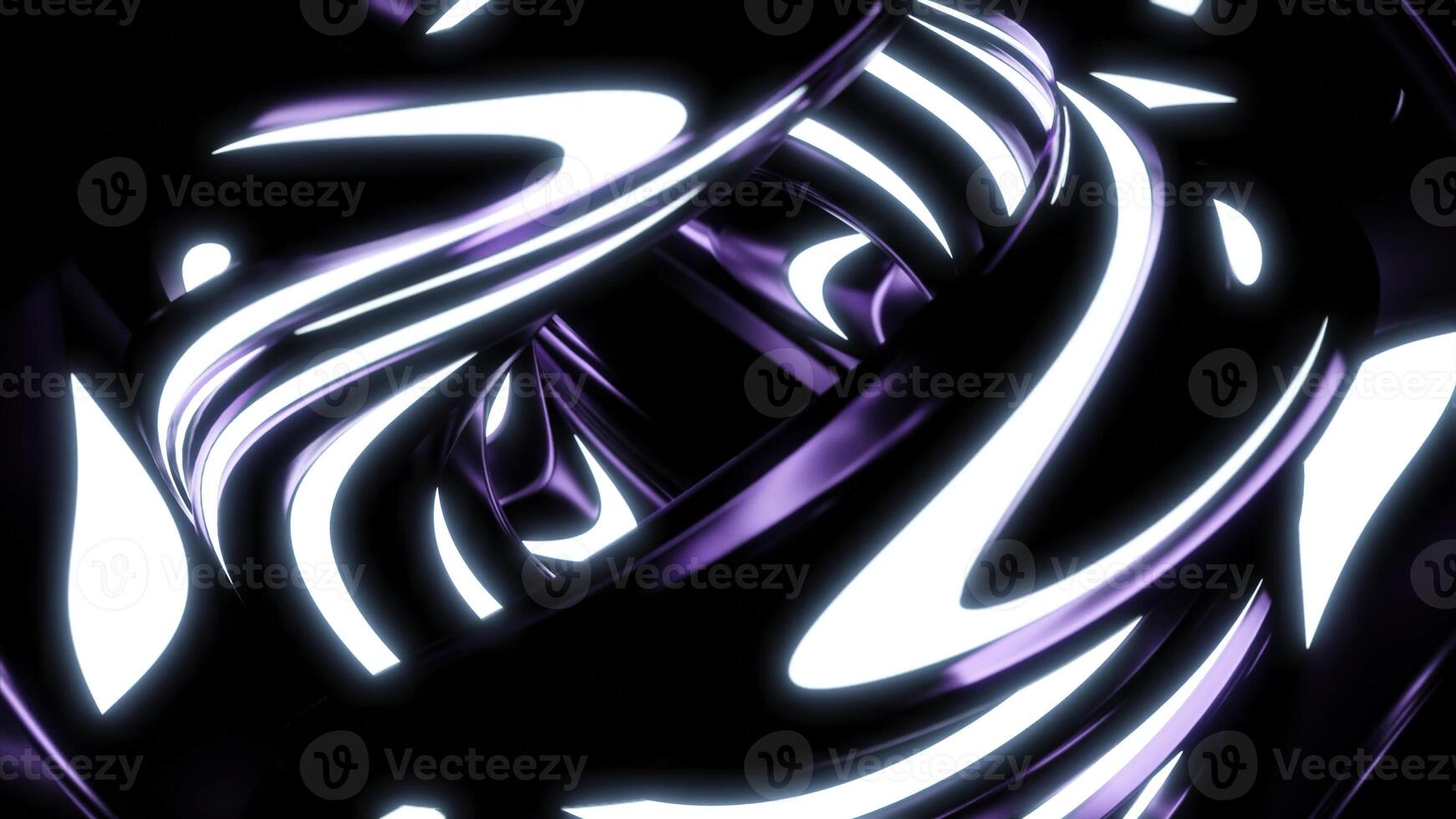 Rotating abstract ball with curved neon lines. Design. Futuristic structure rotates with neon curves shedding on black background. Abstract ball of curved lines and glowing neon photo