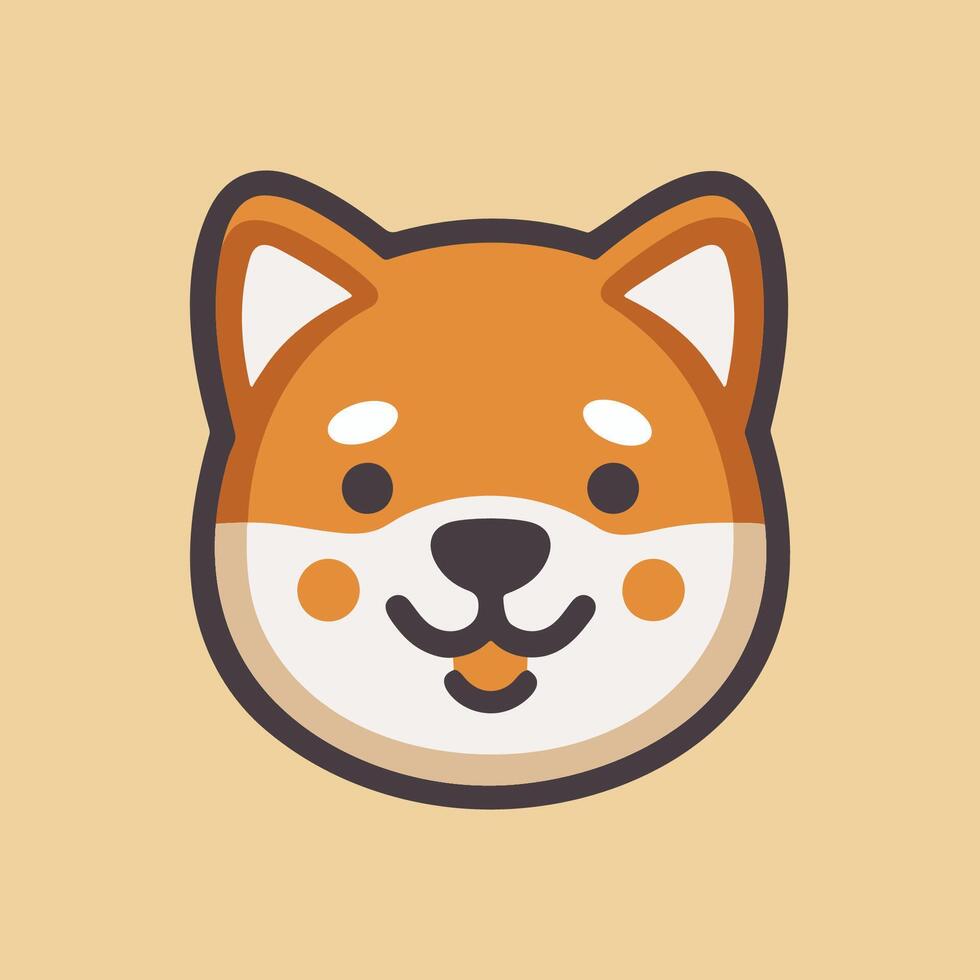 Shiba Inu dog face flat vector icon. Siba-inu puppy vector flat illustration isolated on solid background.