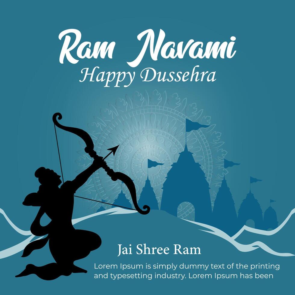 Ram Navami celebration lord Rama with bow arrow vector