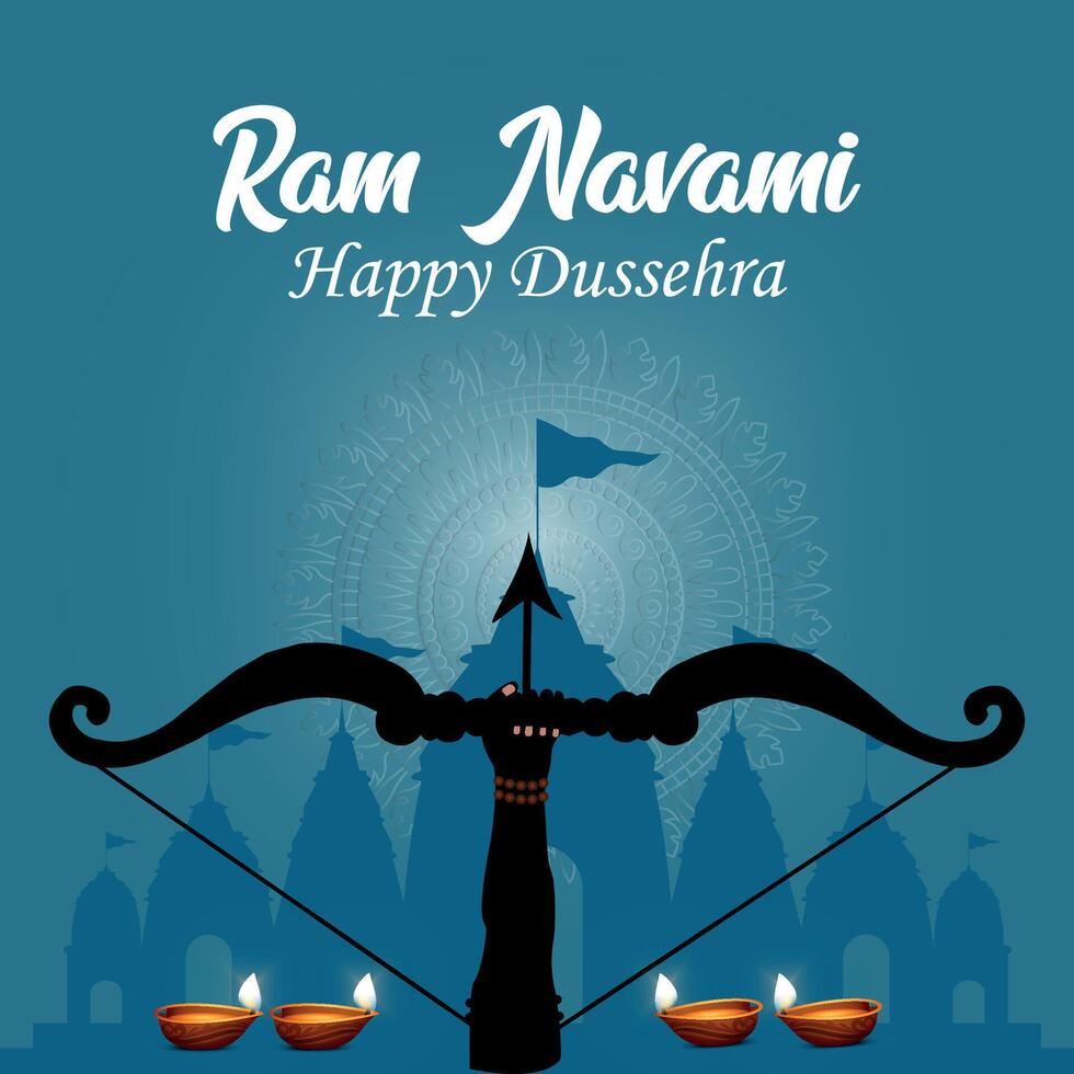 Ram Navami celebration lord Rama with bow arrow vector