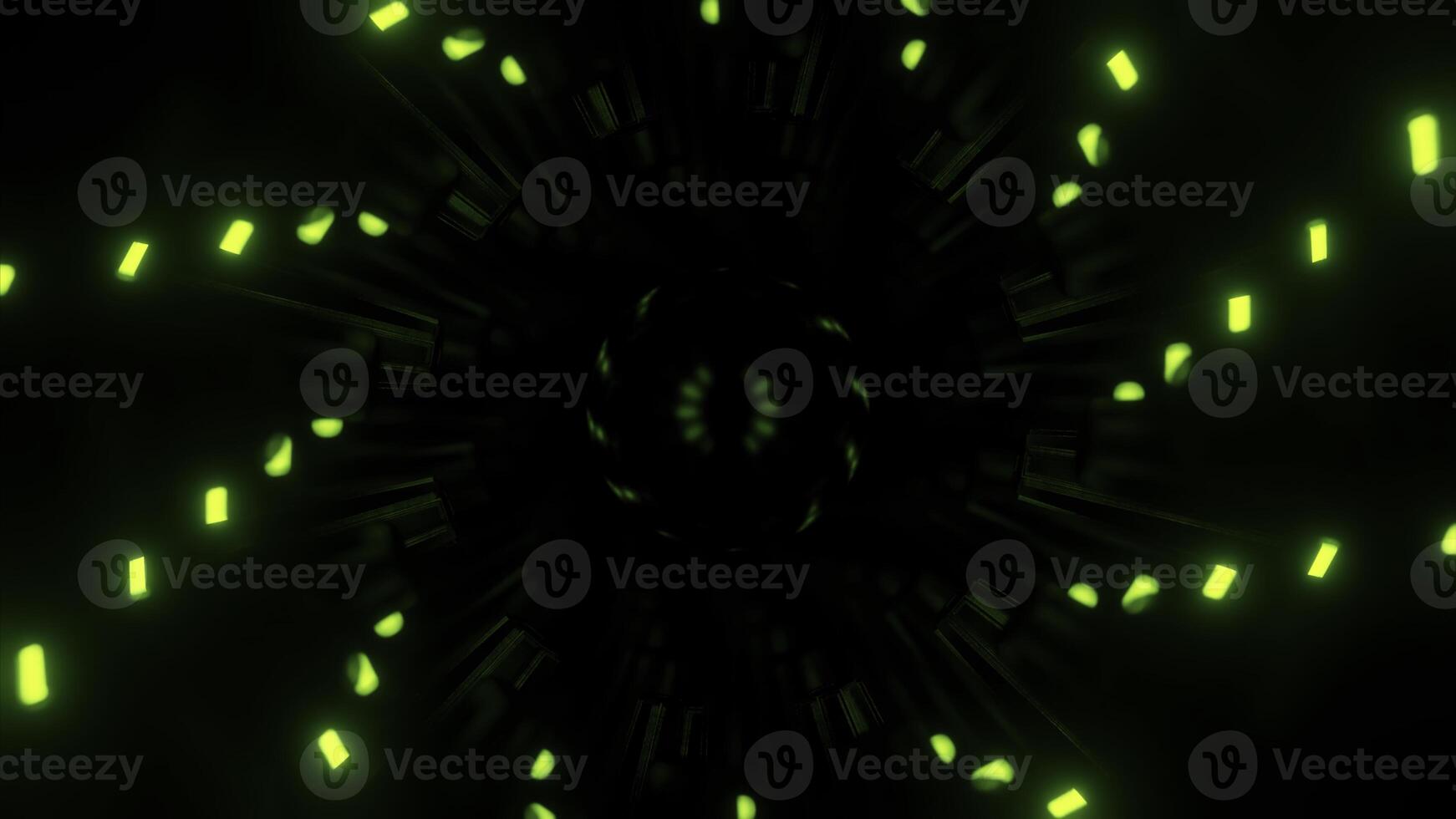 Infinite trippy tunnel of neon lights on a black background. Design. Spinning colorful spiral creating hypnotic effect. photo