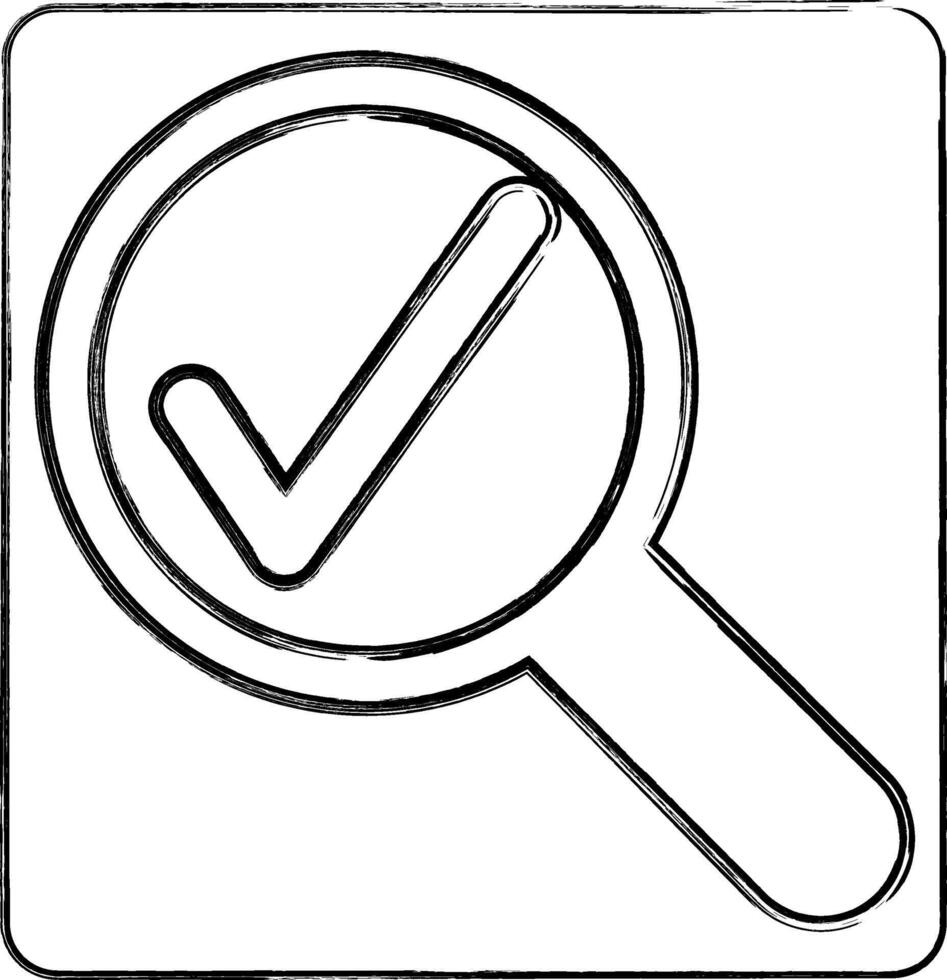 Magnifying glass icon with check mark design decoration. vector
