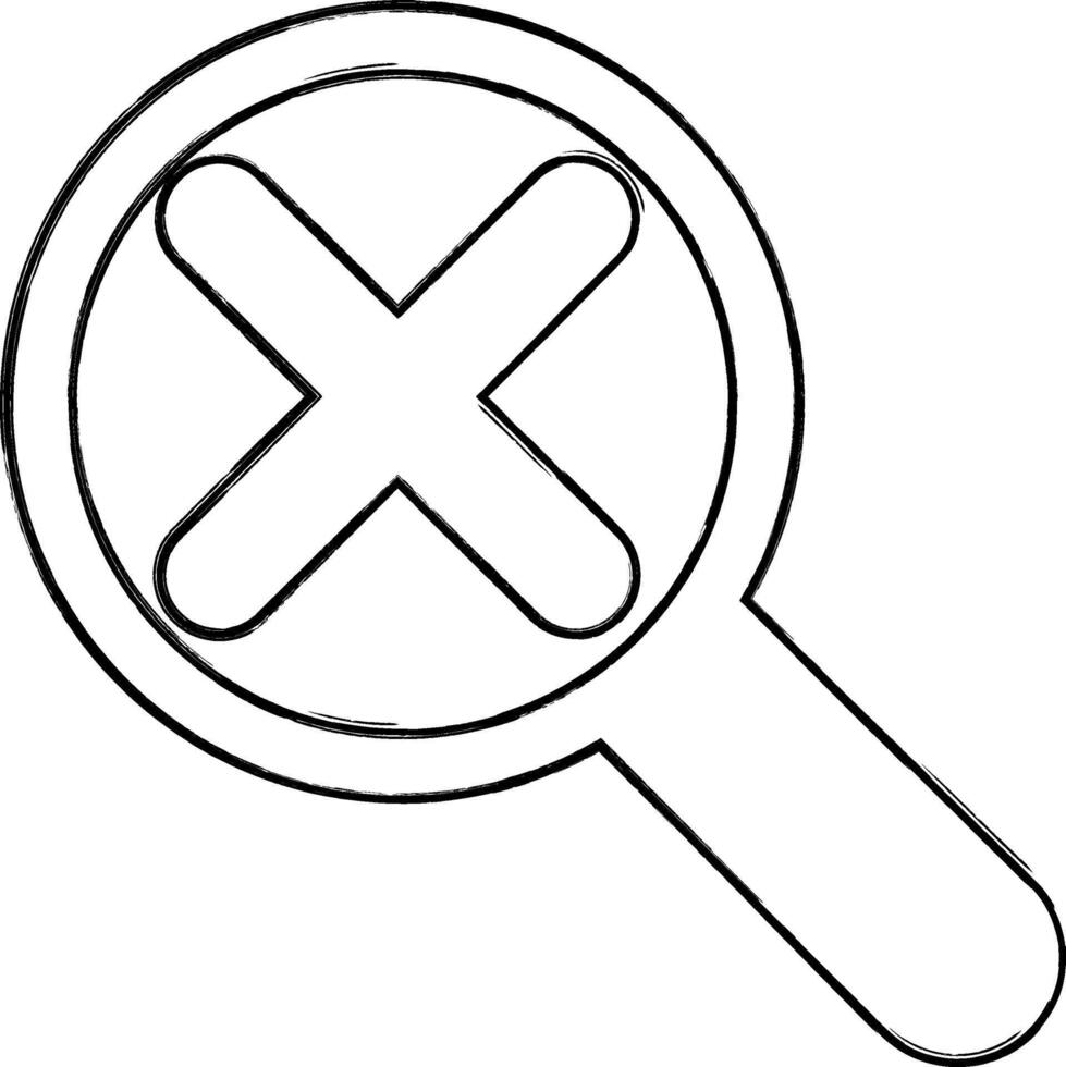 Icon magnifying glass with a cross design decoration. vector