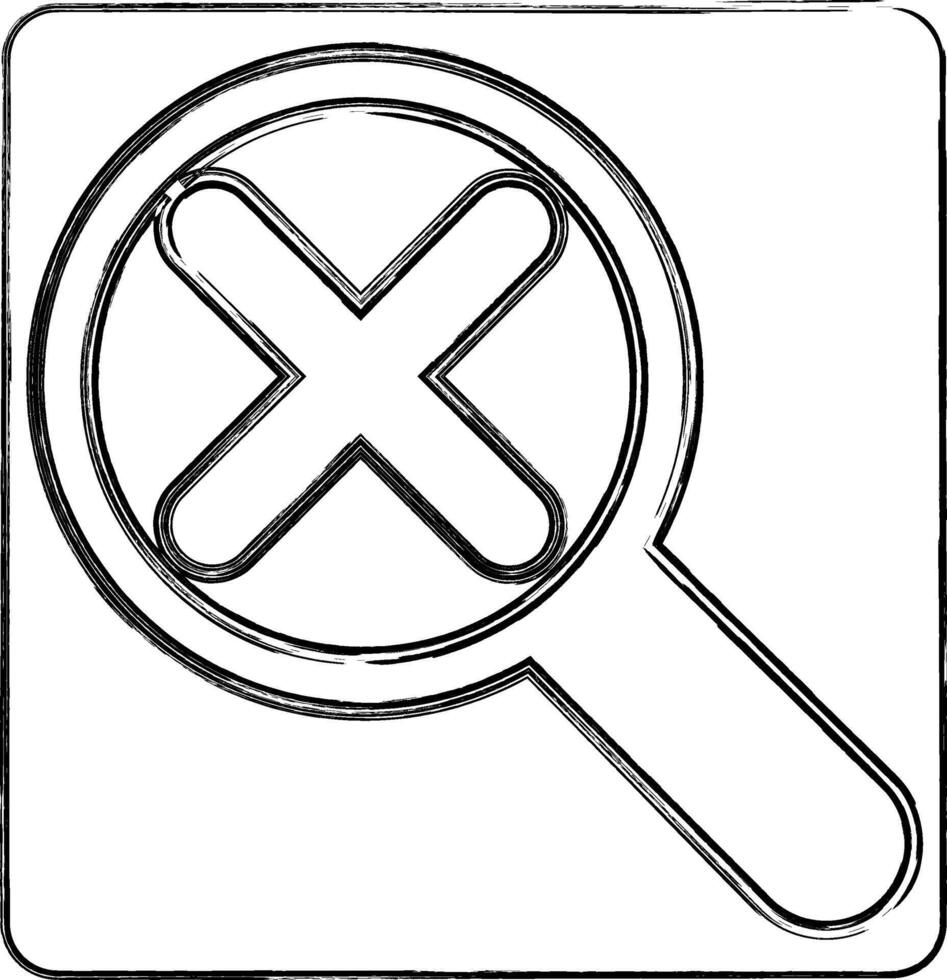 Icon magnifying glass with a cross design decoration. vector