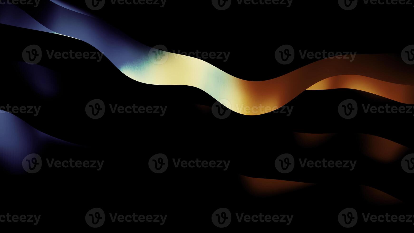 Black background with bright animation. Design. Bright ribbons that sway in different directions. photo