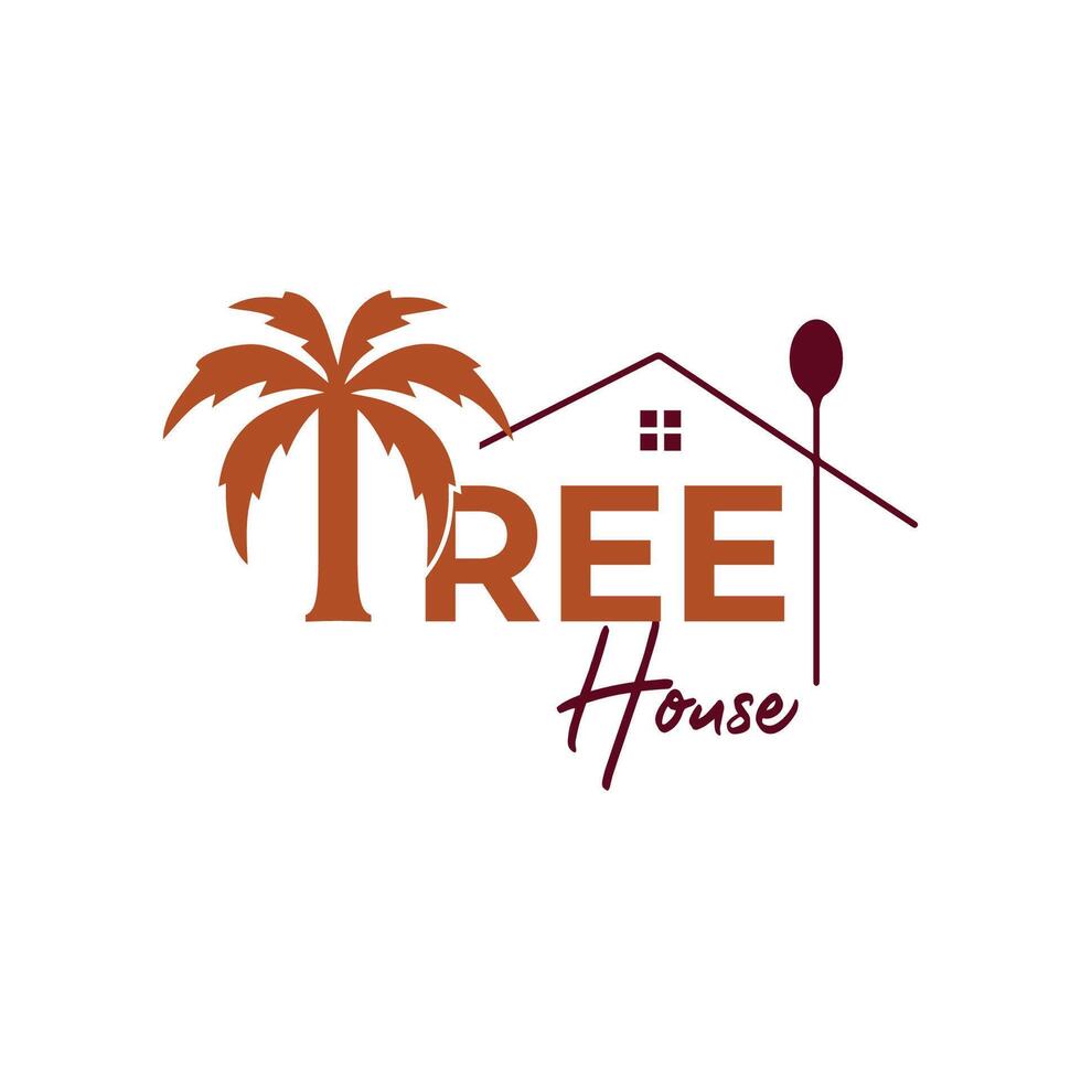 Tree house illustration logo design vector