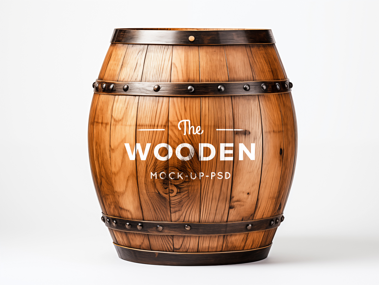 AI generated Mockup of wooden barrel psd