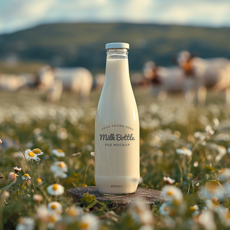 AI generated Milk bottle mock up psd