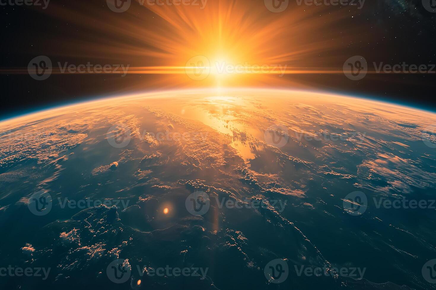 AI generated The planet earth and sun light view from space photo