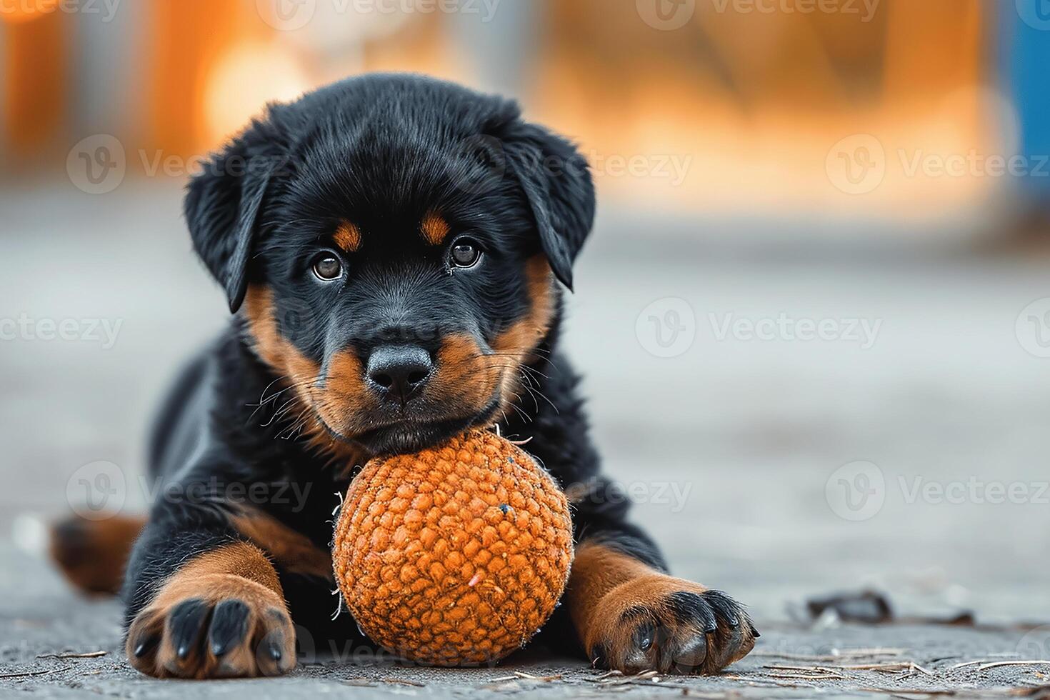 AI generated A black cute rottweiler puppy photo