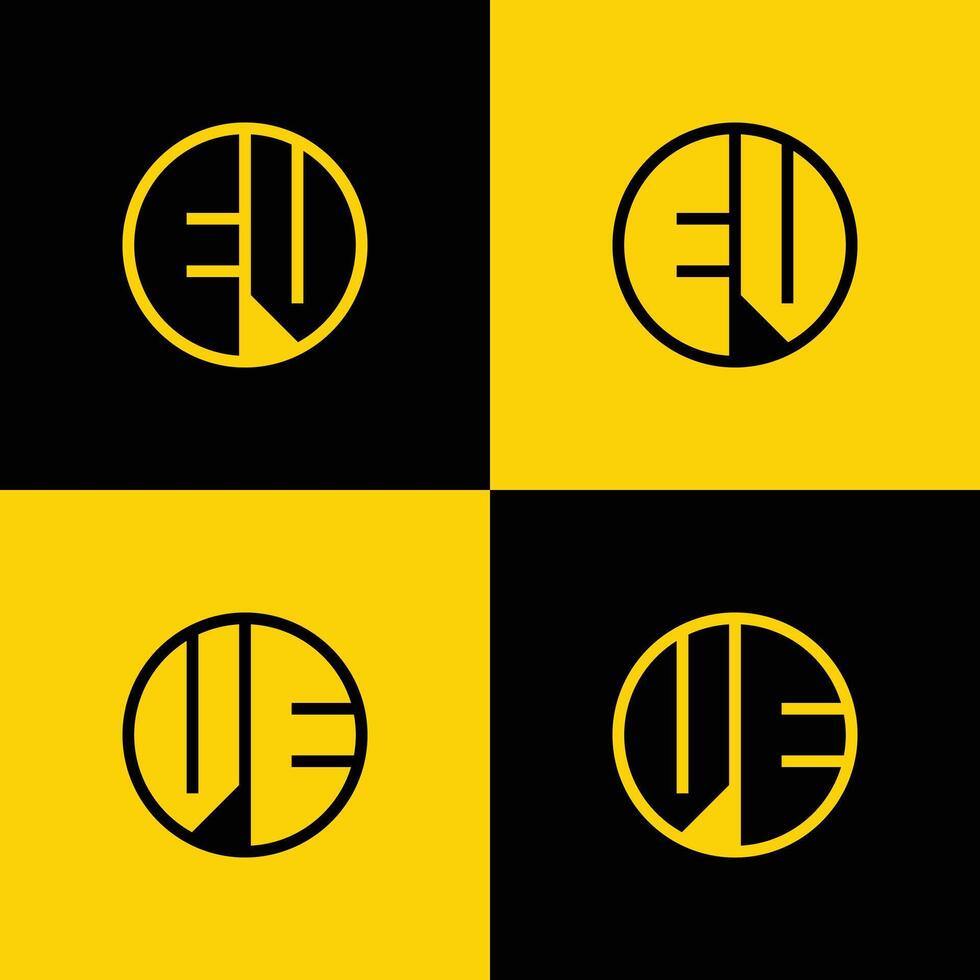 Simple EV and VE Letter Circle Logo Set, suitable for business with EV and VE initial. vector
