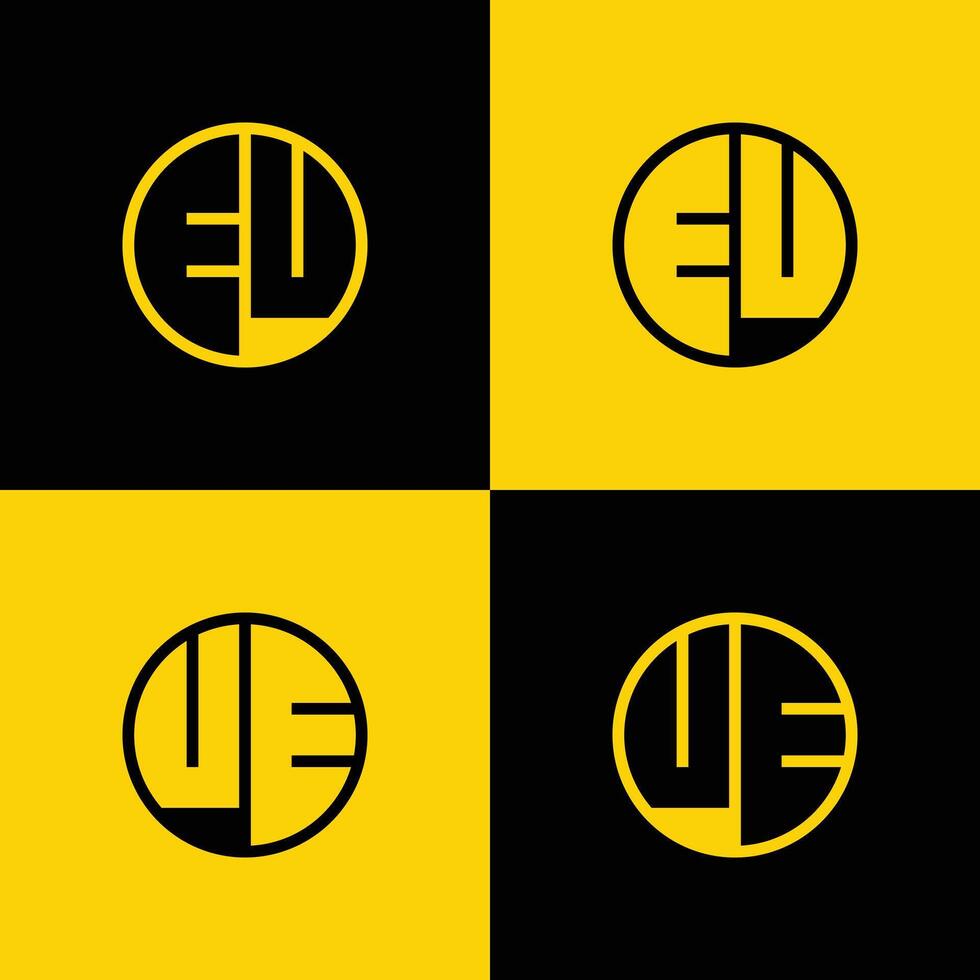 Simple EU and UE Letter Circle Logo Set, suitable for business with EU and UE initial. vector