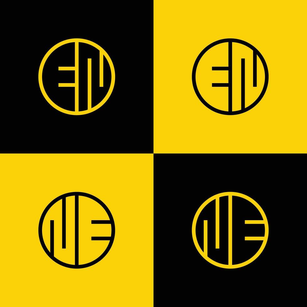 Simple EN and NE Letter Circle Logo Set, suitable for business with EN and NE initial. vector