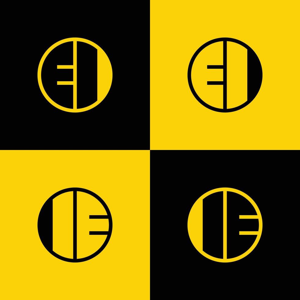Simple EI and IE Letter Circle Logo Set, suitable for business with EI and IE initial. vector