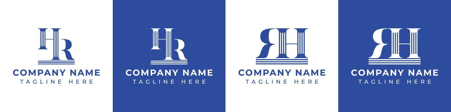 Letters HR and RH Pillar Logo Set, suitable for business with HR and RH related to Pillar vector
