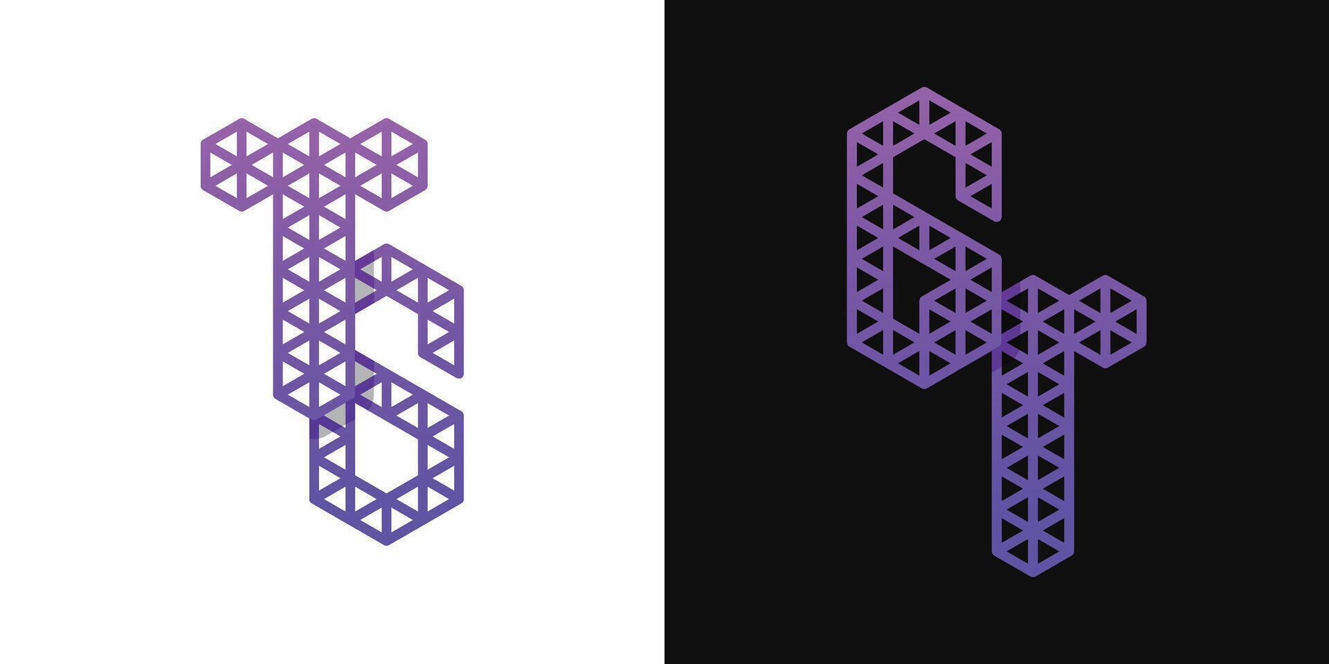 Letters GT and TG Polygon Logo, suitable for business related to polygon with GT or TG initials vector