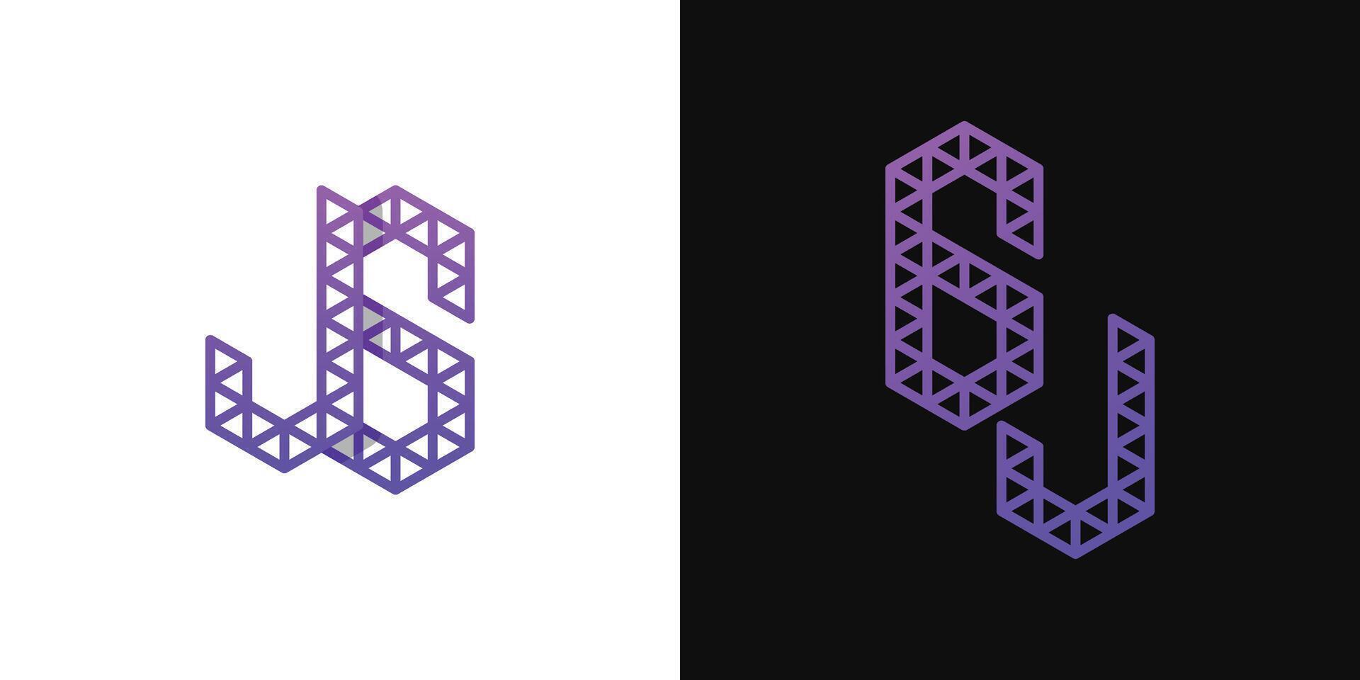 Letters GJ and JG Polygon Logo, suitable for business related to polygon with GJ or JG initials vector