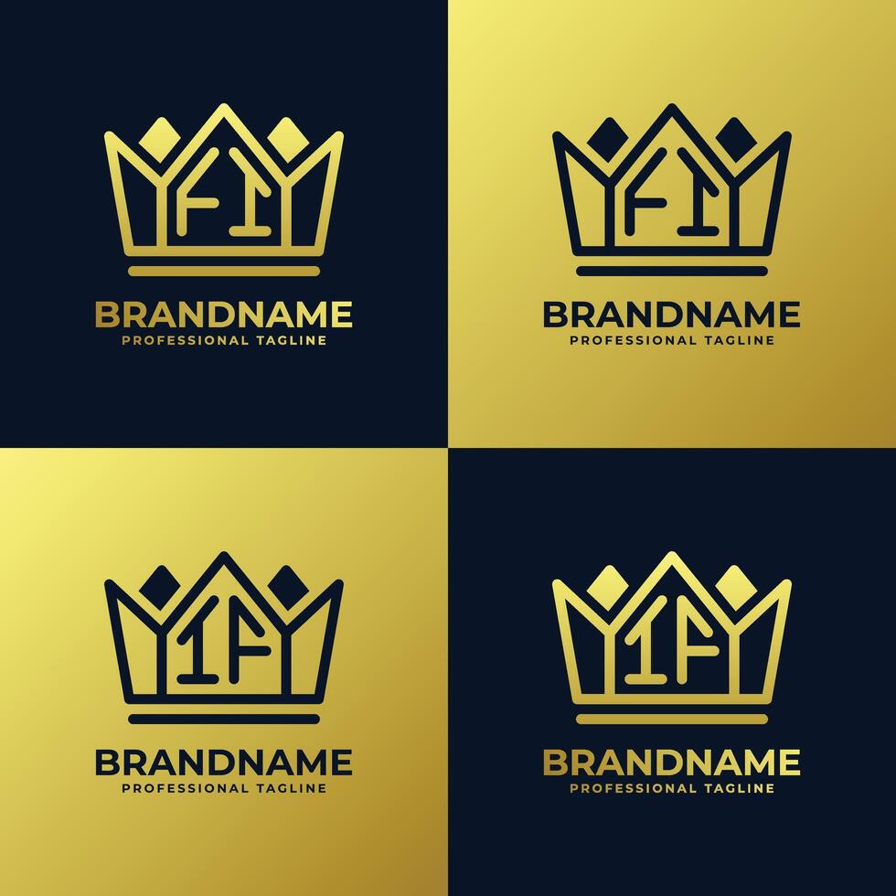 Letters FI and IF Home King Logo Set, suitable for business with FI or IF initials vector