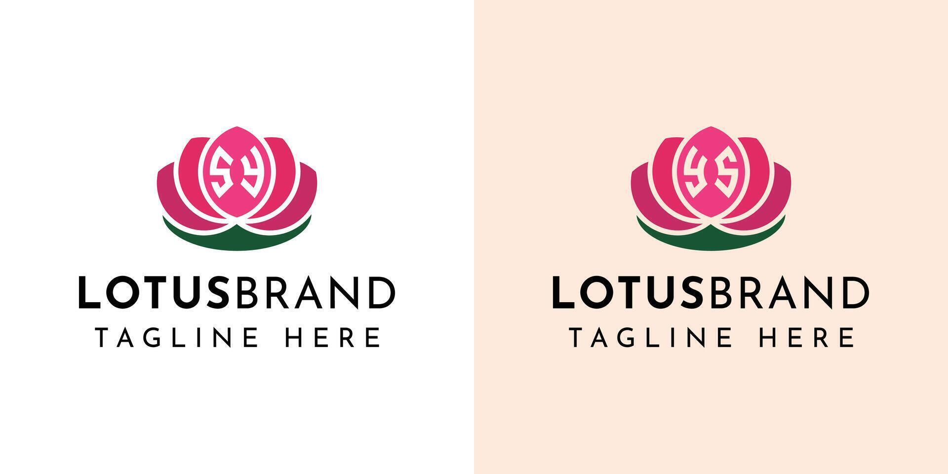 Letter SY and YS Lotus Logo Set, suitable for business related to lotus flowers with SY or YS initials. vector