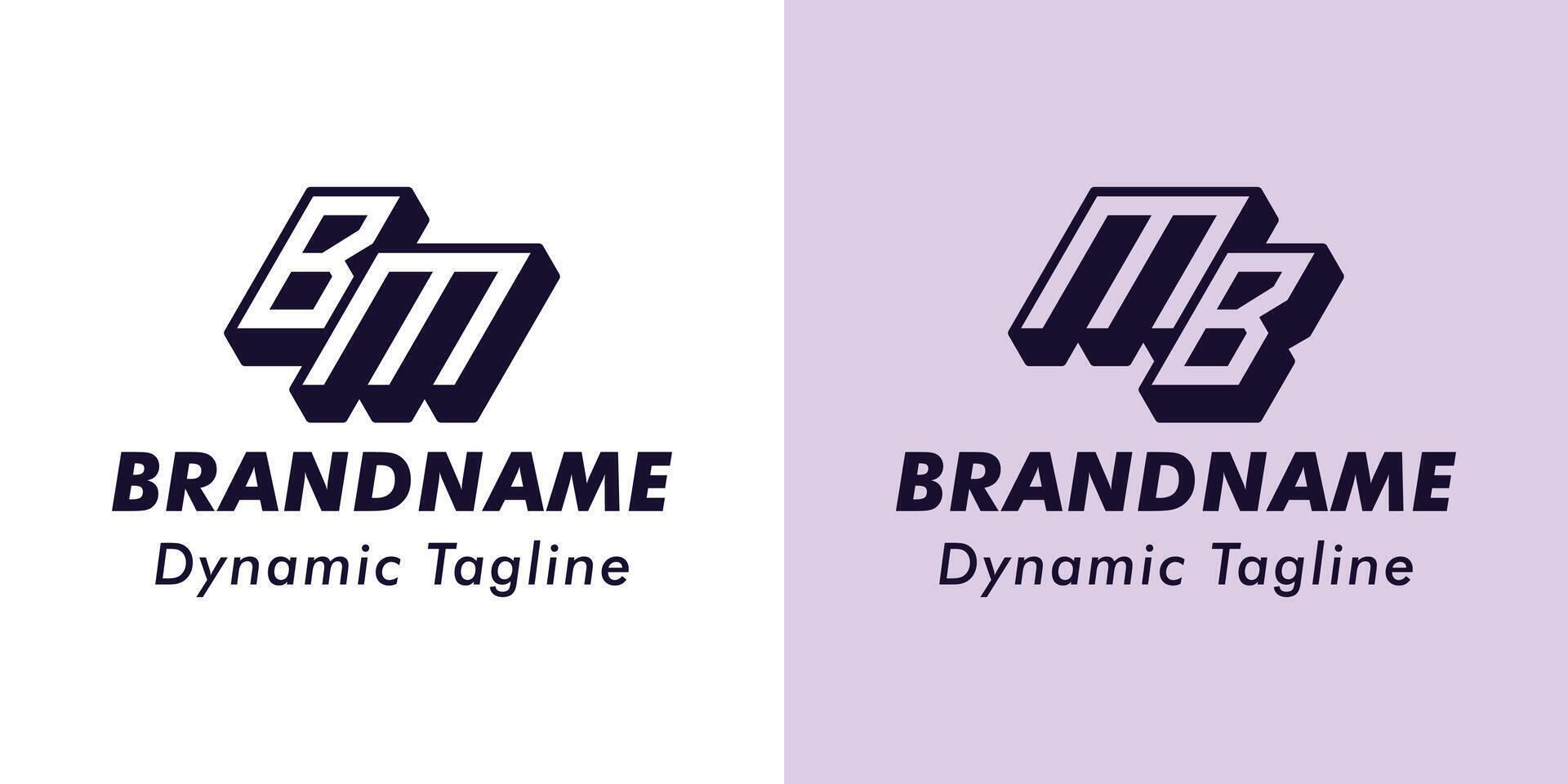 Letters BM and MB 3D Monogram Logo, Suitable for business with BM or MB initials vector