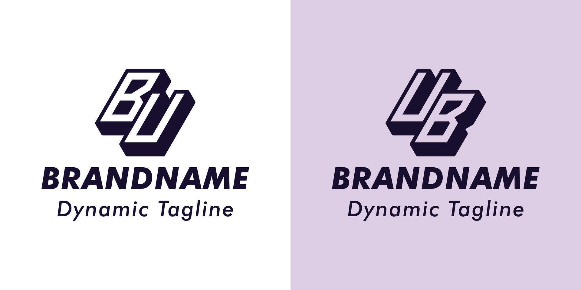 Letters BU and UB 3D Monogram Logo, Suitable for business with BU or UB initials vector